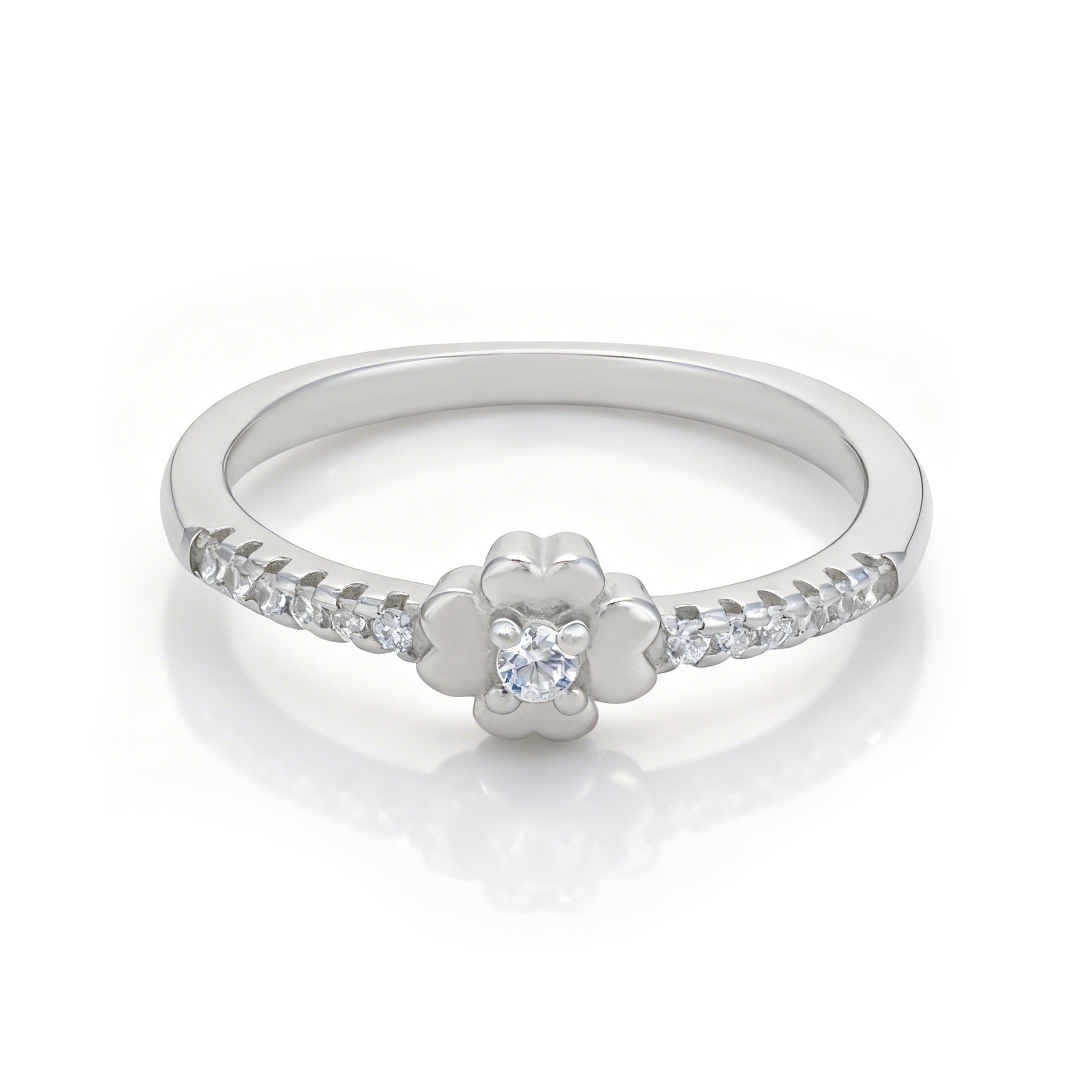 Sparkling Floral 925 Sterling Silver Ring for Women