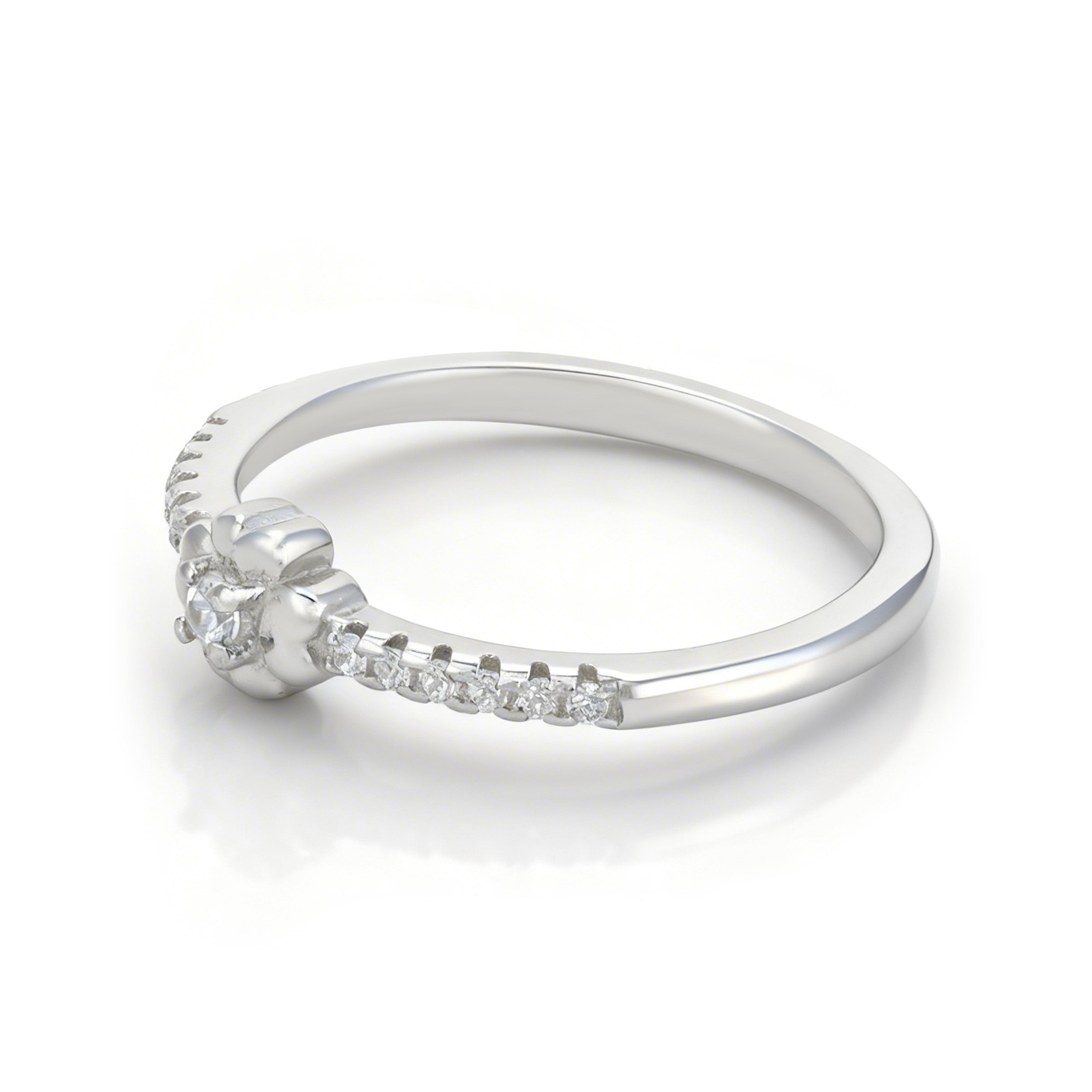Sparkling Floral 925 Sterling Silver Ring for Women