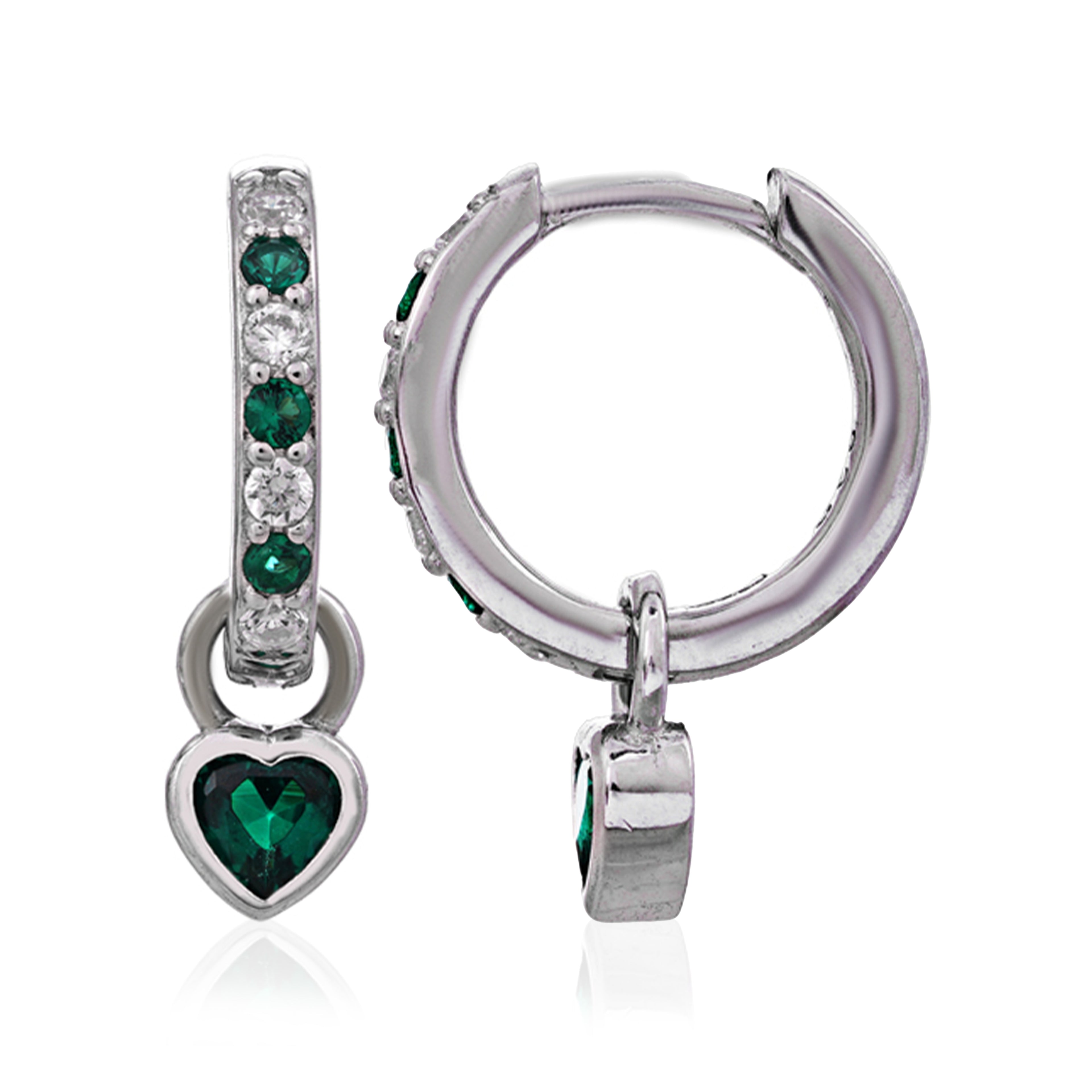 Sparkling Green Heart 925 Sterling Silver Earring for Women