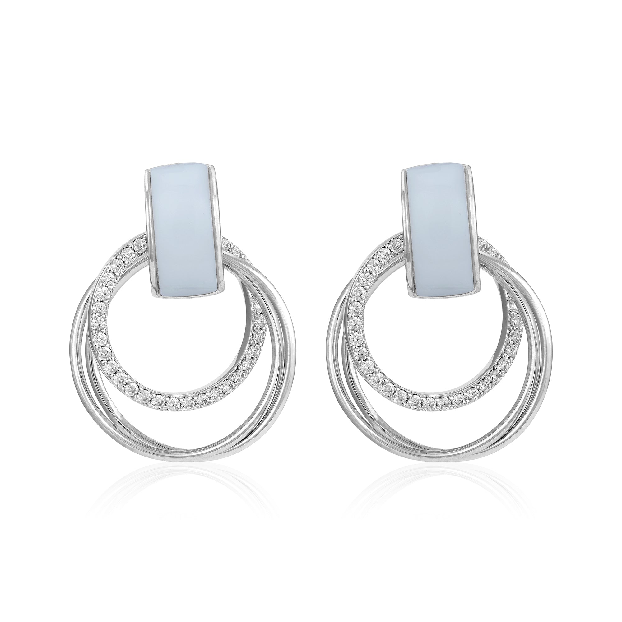 Sparkling Halo Crescent 925 Sterling Silver Earrings for Women