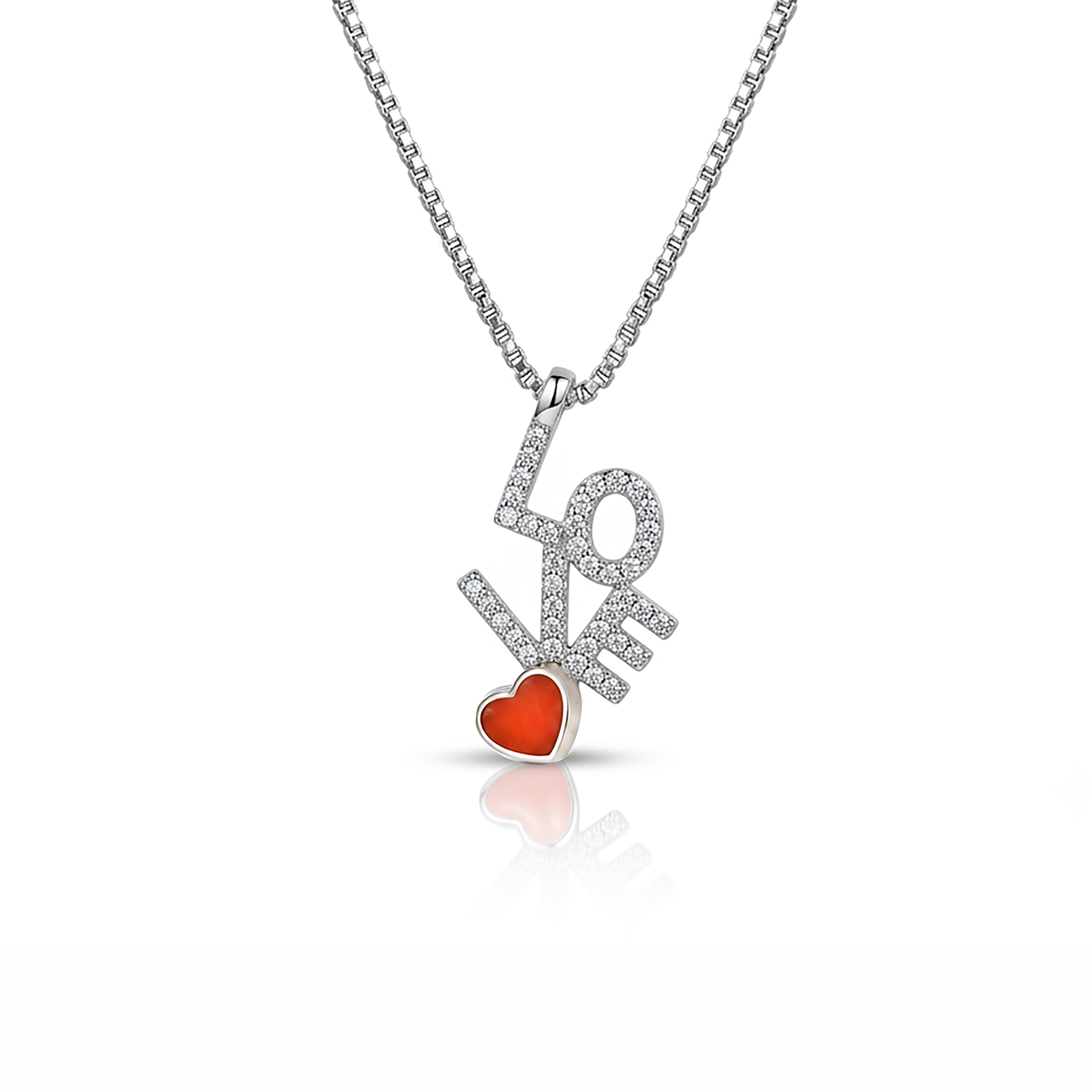 Sparkling Love 925 Sterling Silver Romantic Pendant Chain