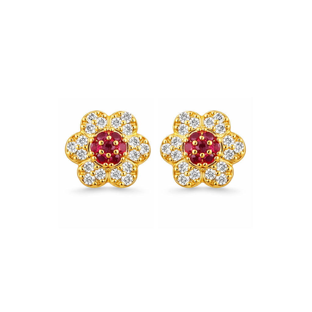 Sparkling Petals 925 Sterling Silver Stud Earrings for Women