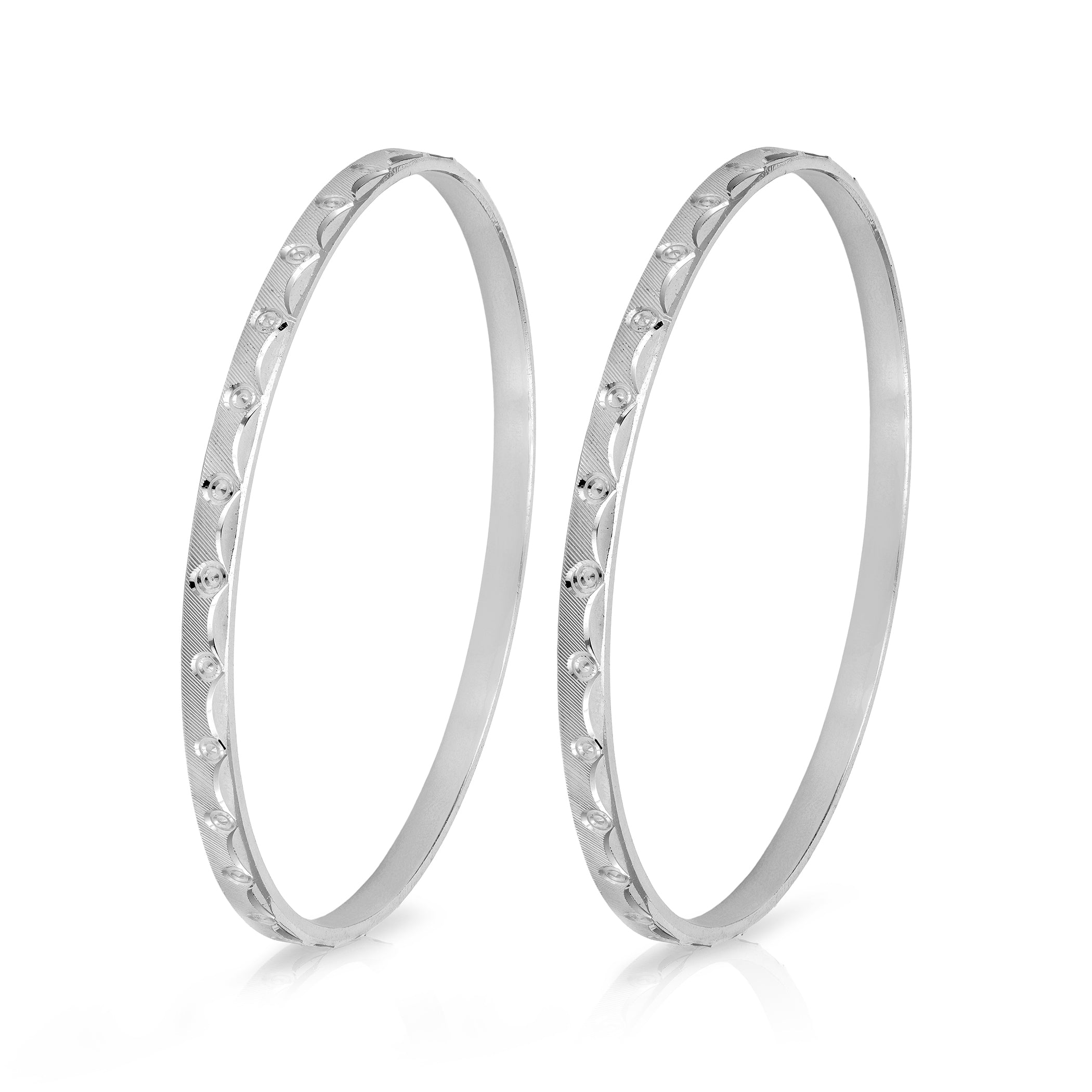 Spiral Circle Texture Rhodium Plated 925 Sterling Silver Bangles for Women