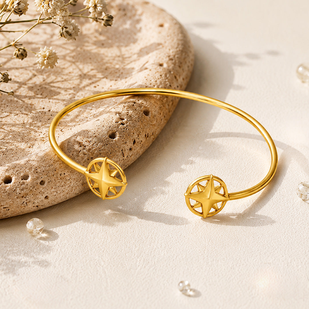 Star 925 Sterling Silver Elegant Open Kada