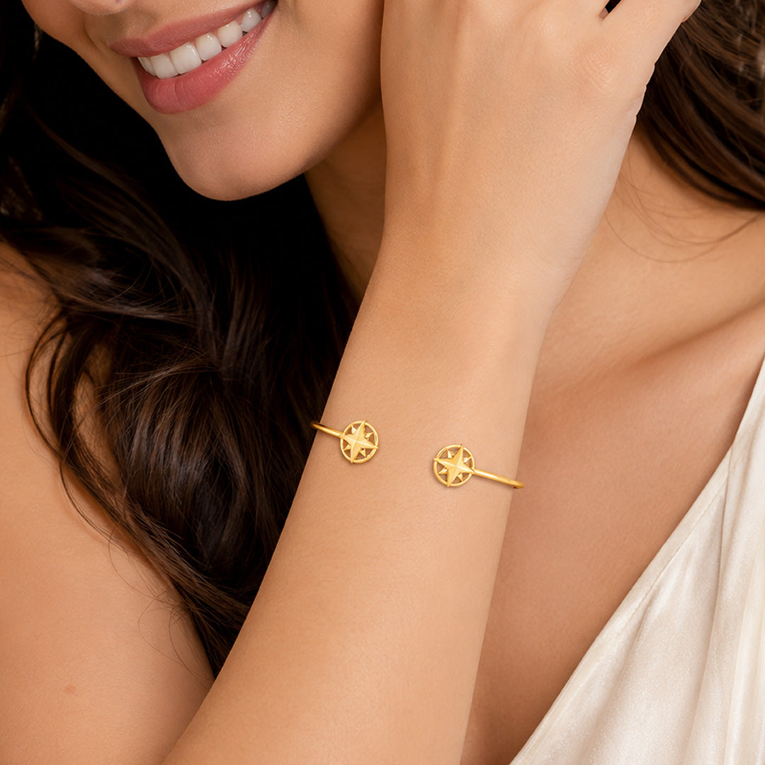 Star 925 Sterling Silver Elegant Open Kada