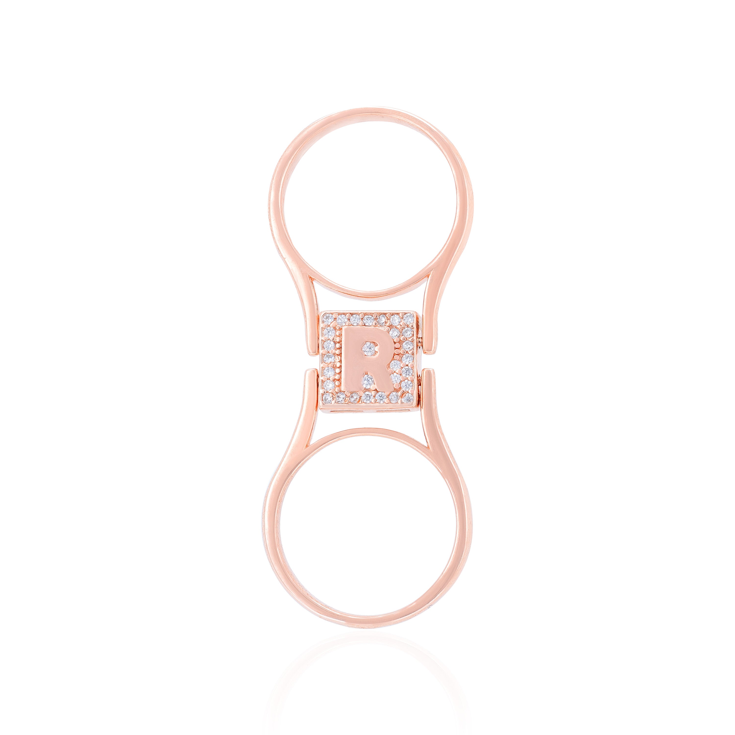 925 Sterling Silver Bling Flip ËR  Solitaire Stone Rose Gold Plated Reversible Ring for Women
