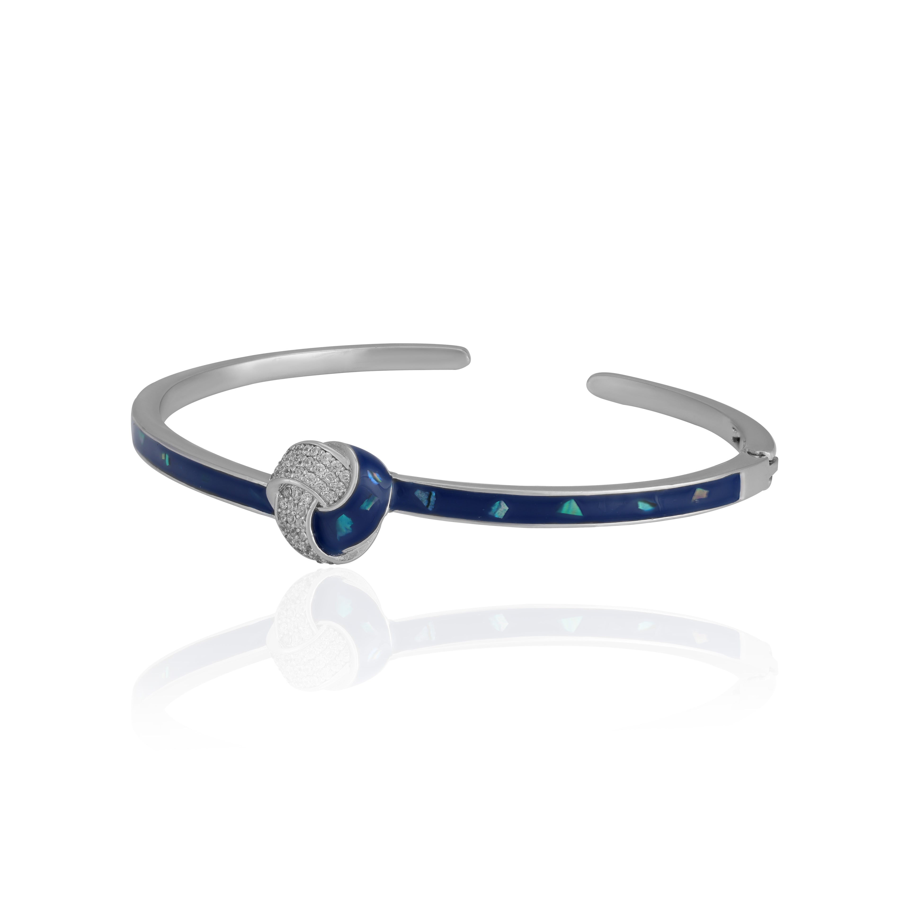 925 Sterling Silver Blue Celestial Knot Rhodium Plated Bracelet for Women