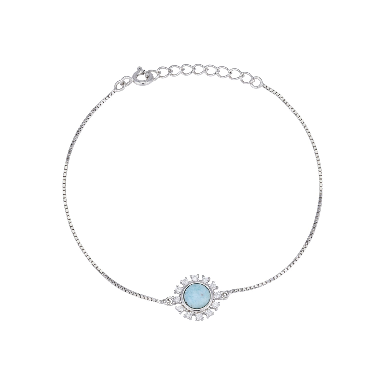 925 Sterling Silver Blue Centred Blooming Bracelet For Women