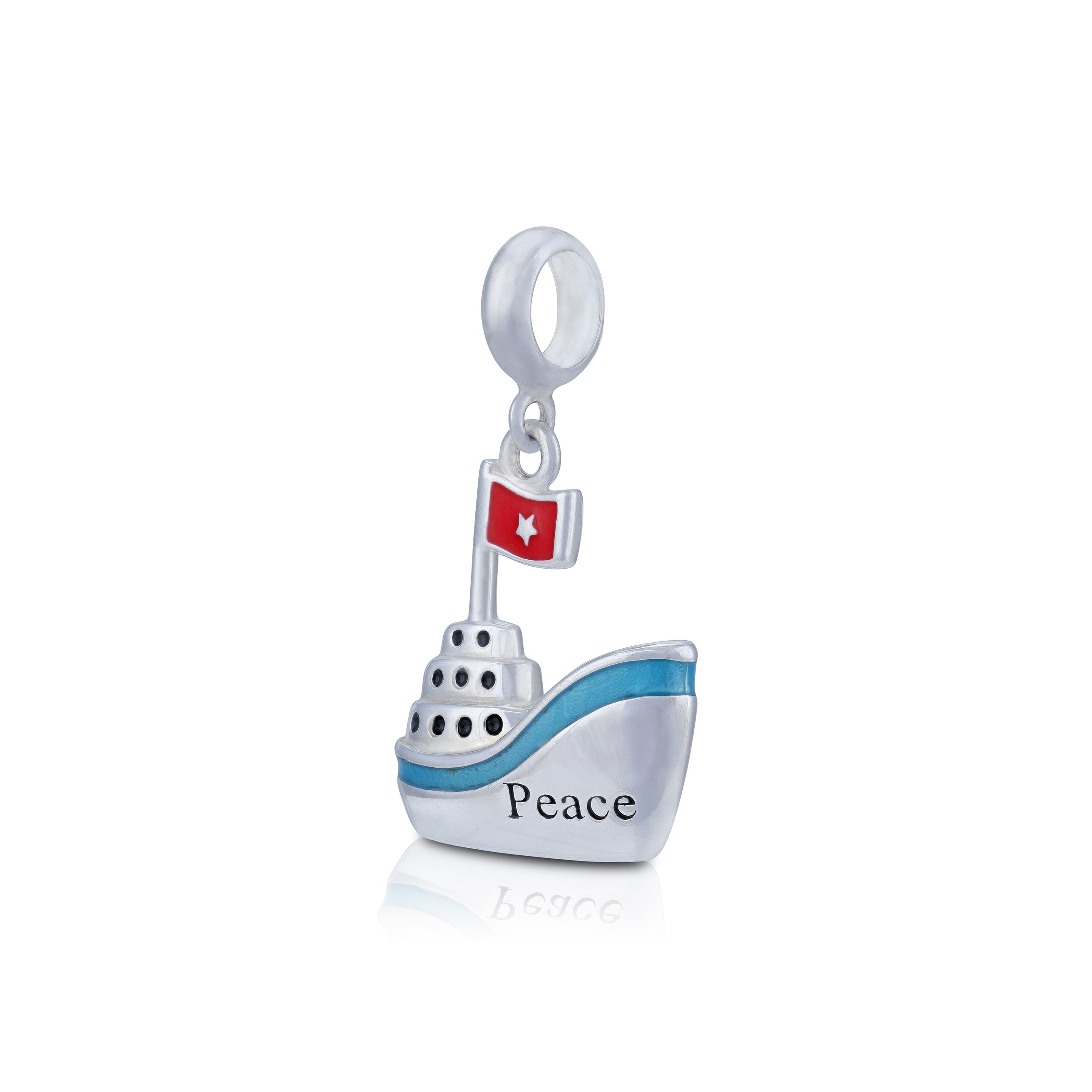 925 Sterling Silver Blue Horizon Cruise Dangle Charm Pendant for Women