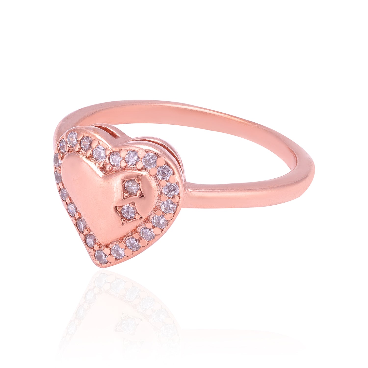 925 Sterling Silver Blush Desire Heart Rose Gold Plated Ring for Women