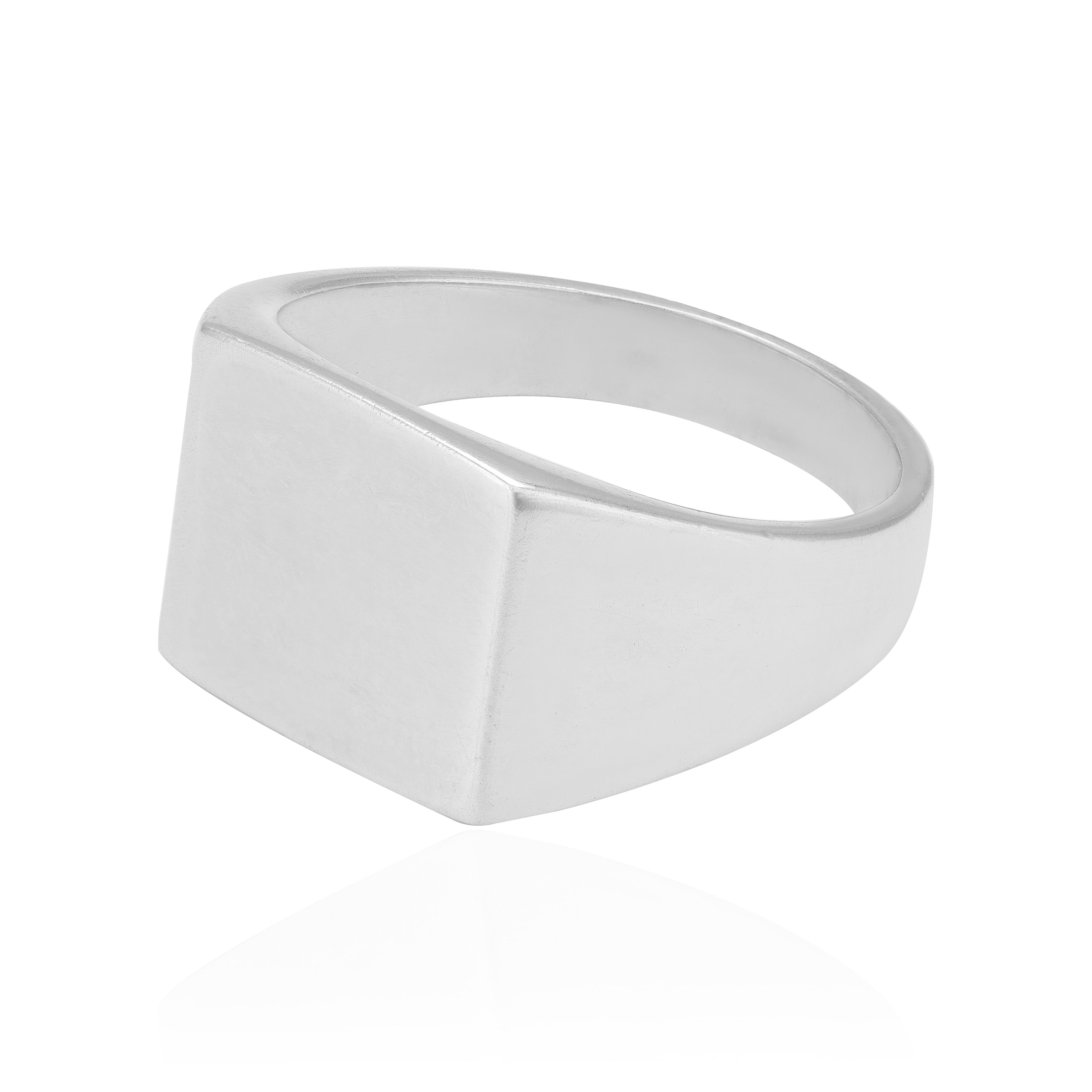 925 Sterling Silver Bold Box Rhodium Plated Engraved Ring 1