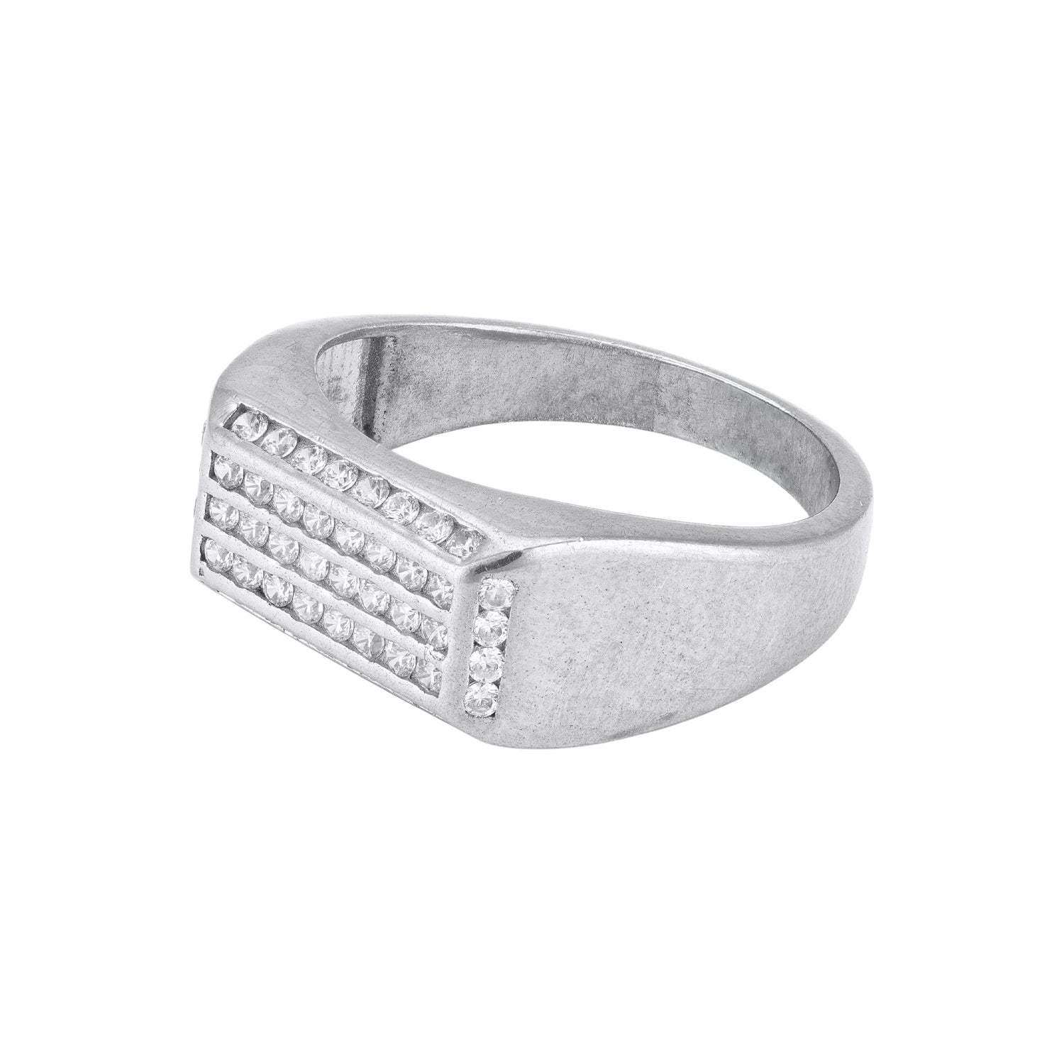 925 Sterling Silver Bold Rectangle Triple-Stripe Ring for Men