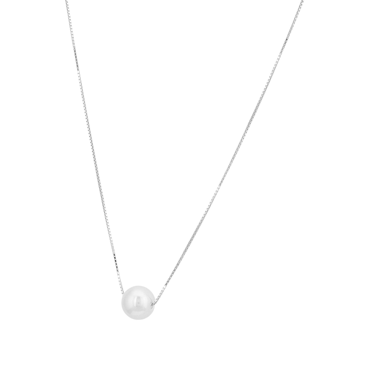 925 Sterling Silver Classic Elegance White Pearl Solitaire Necklace for Women