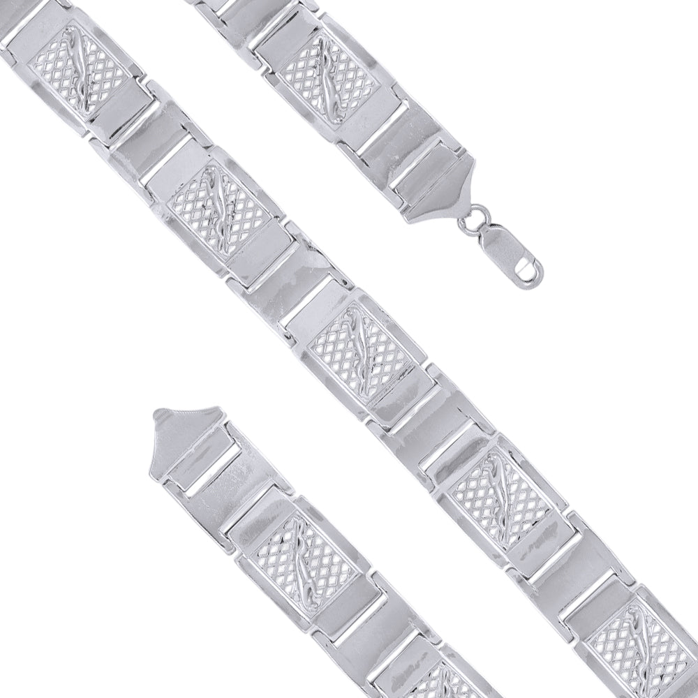 925 Sterling Silver Classy Statement Rhodium Plated Bracelets For Men