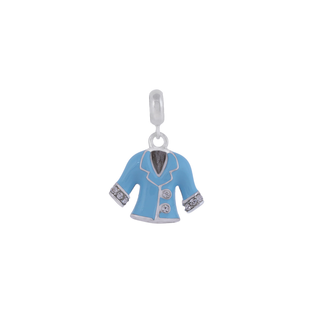 925 Sterling Silver Cozy Blue Coat Rhodium Plated Pendant For Kids