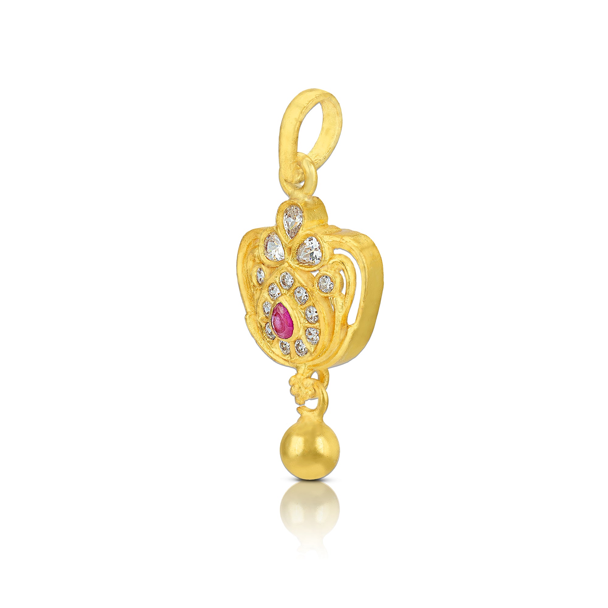 925 Sterling Silver Crown Motif Dangling Gold Balls Pendant For Women