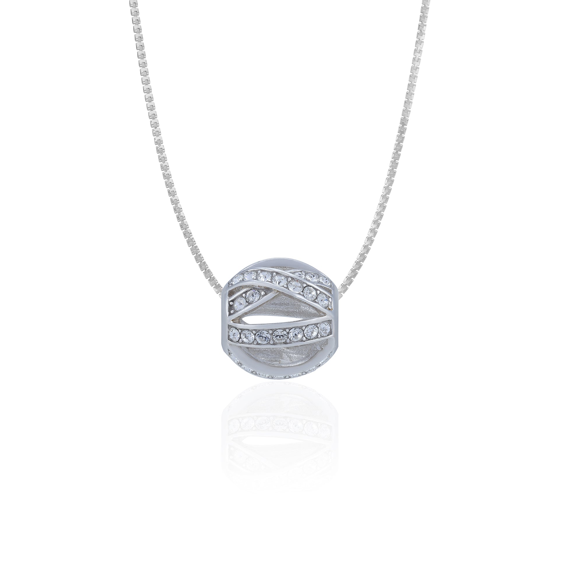 925 Sterling Silver Crystal Crossflow Elegance Charm Pendant for Women