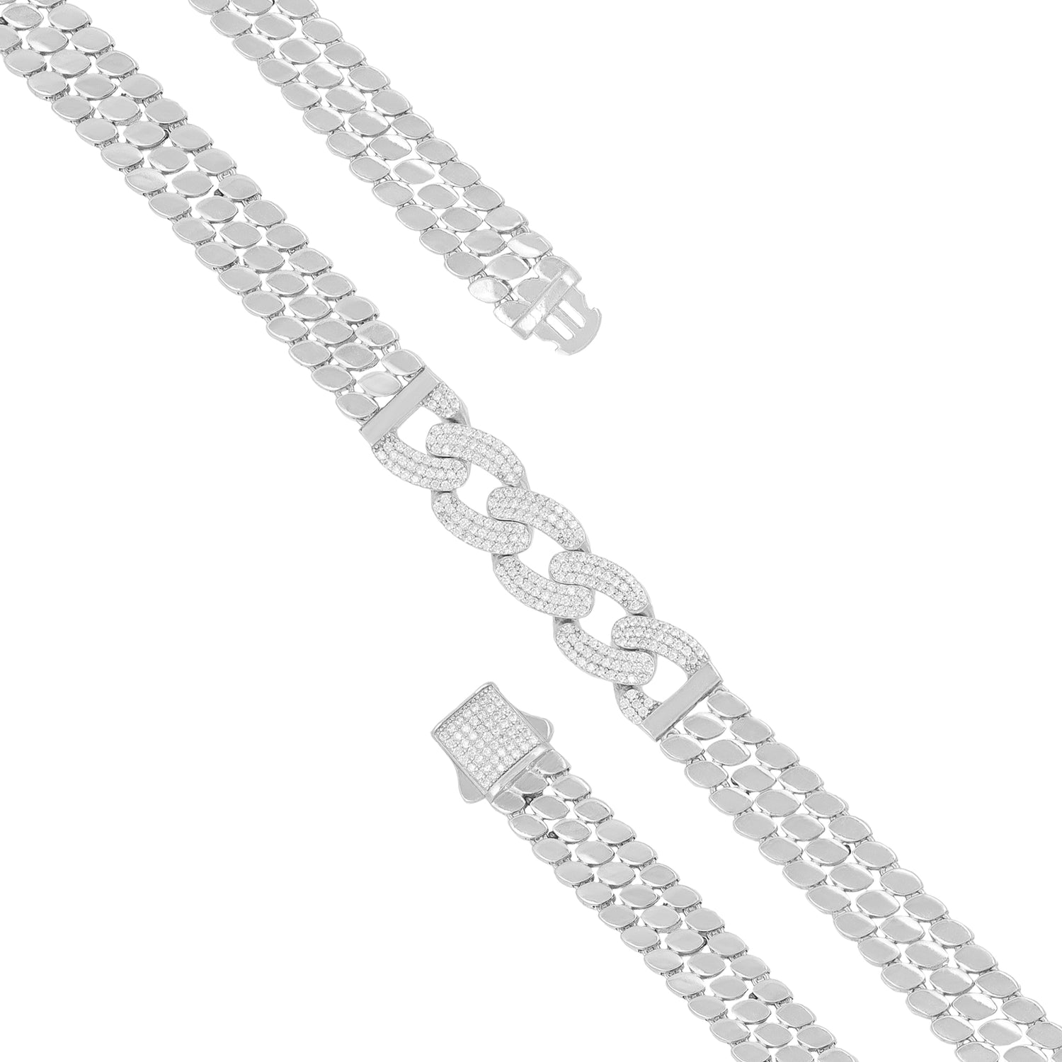 925 Sterling Silver Cuban Center Vintage Textured Bracelet For Men