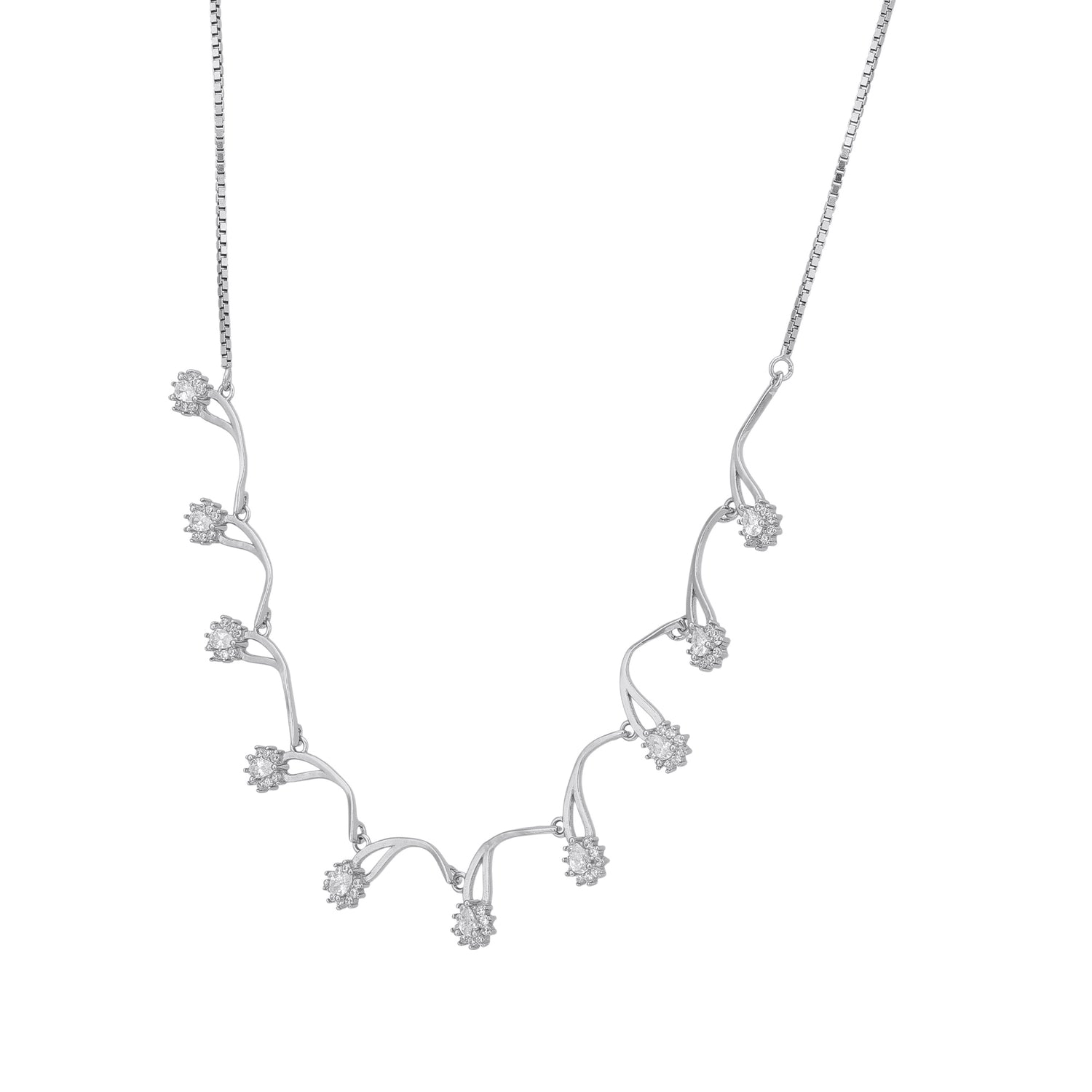 925 Sterling Silver Daisy Arc Vine Necklace for Women