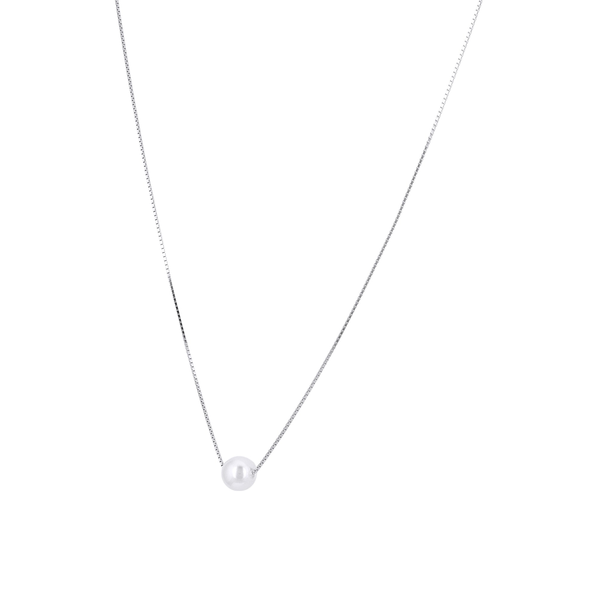 925 Sterling Silver Dewdrop Harmony White Pearl Chain for Women