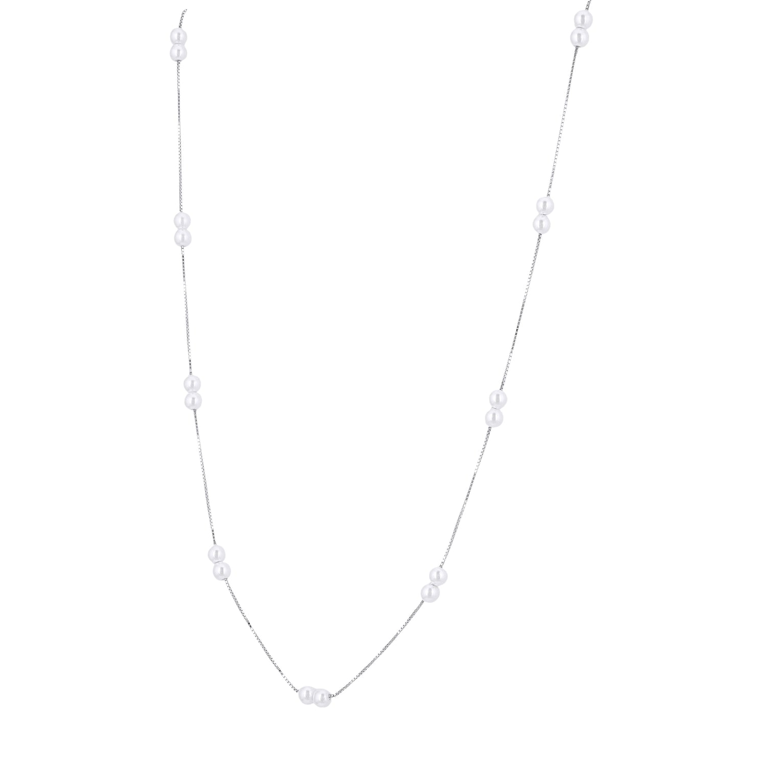 925 Sterling Silver Dual Elegance Alba Pearl Chain For Women