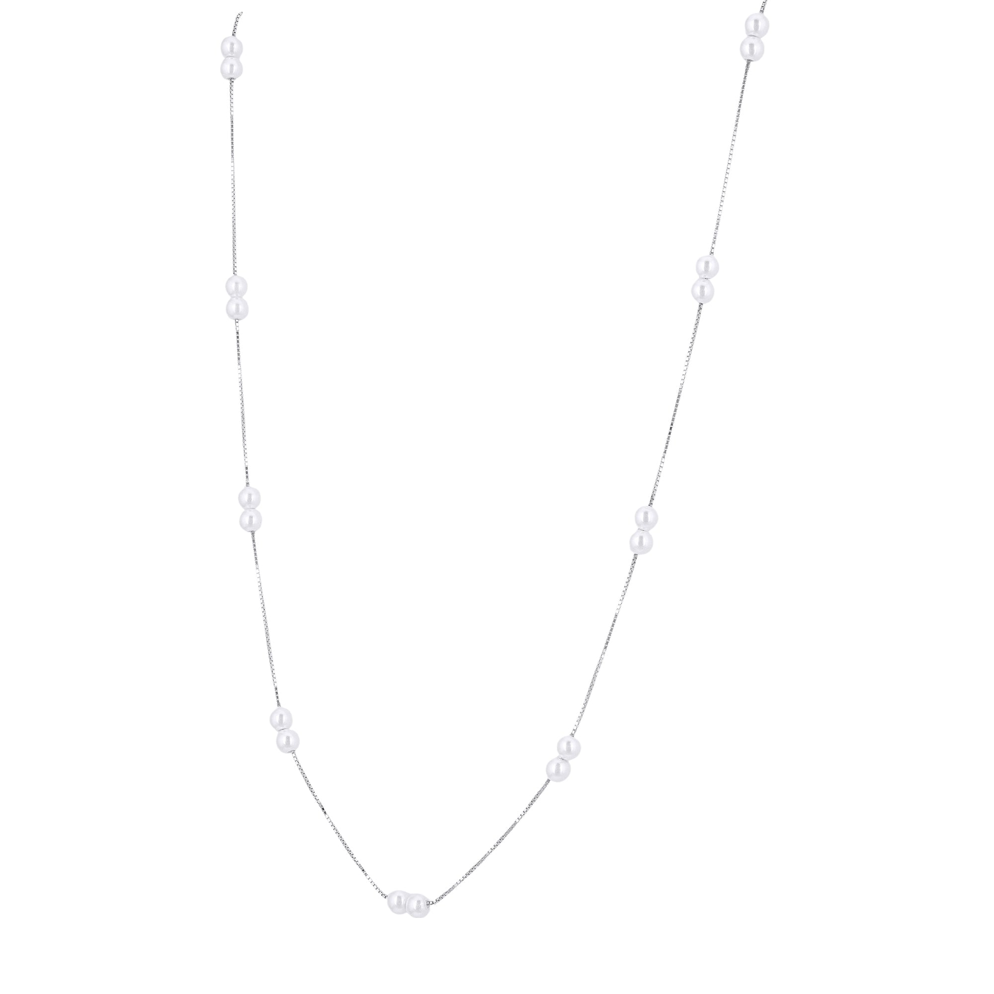 925 Sterling Silver Dual Elegance Alba Pearl Chain For Women