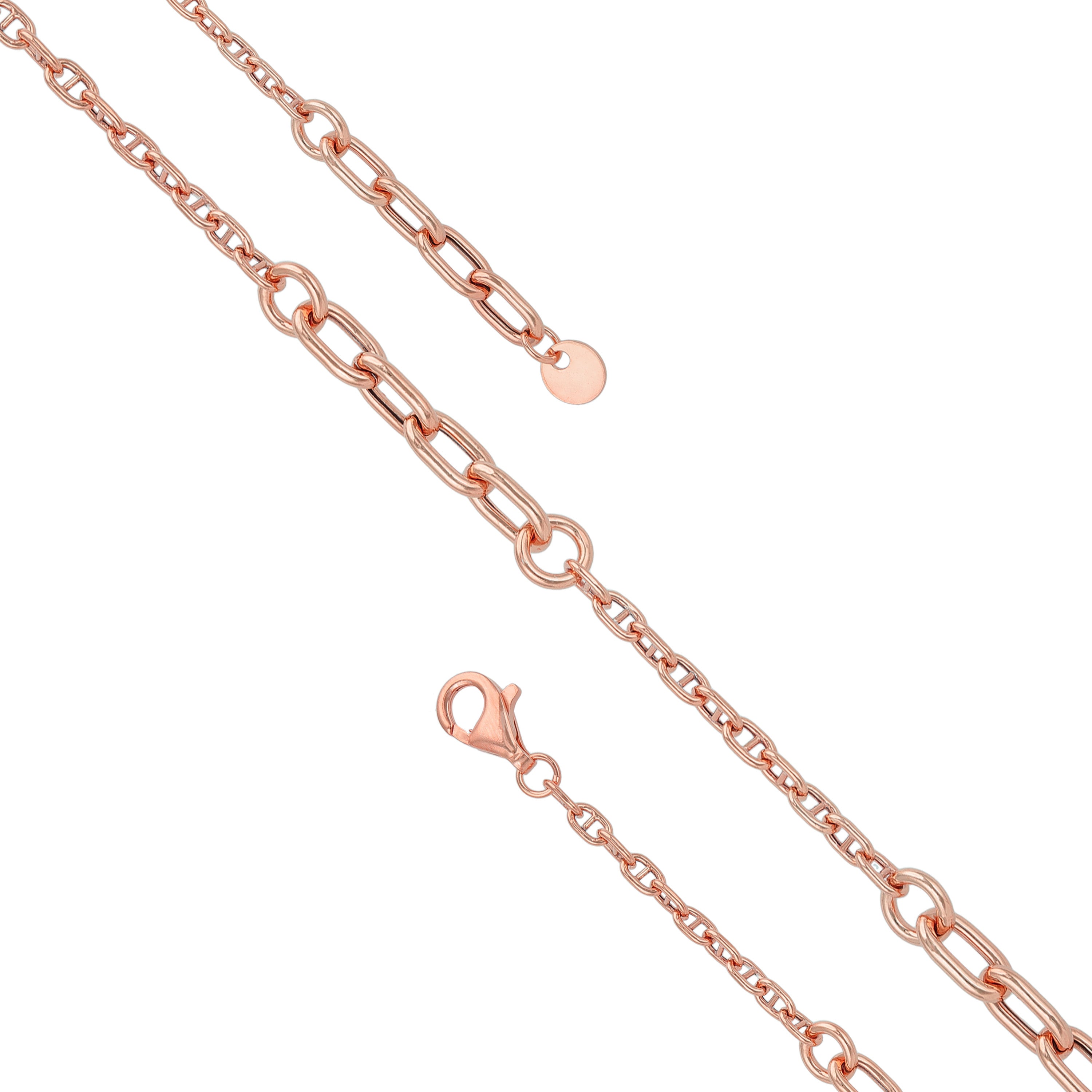 925 Sterling Silver EmberEdge Dual Link Fusion Rose Gold Plated Bracelet for Men