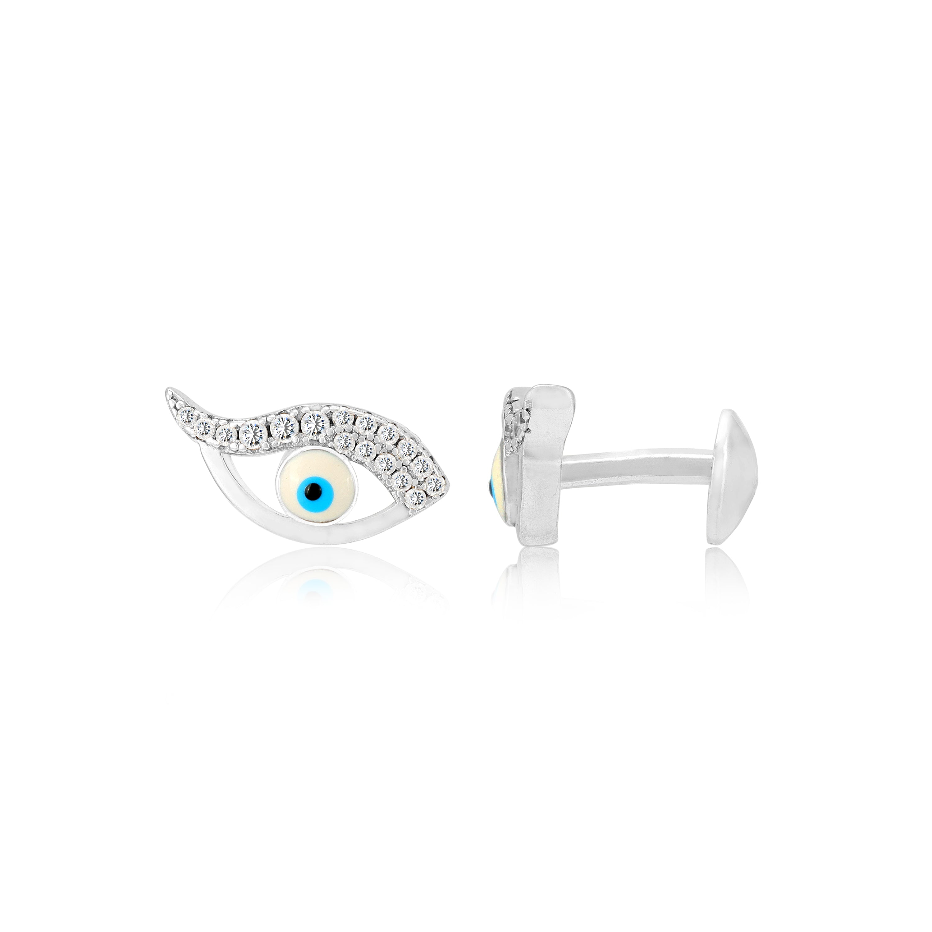 925 Sterling Silver Enchanted Evil Eye Rhodium Plated Earrings for Women