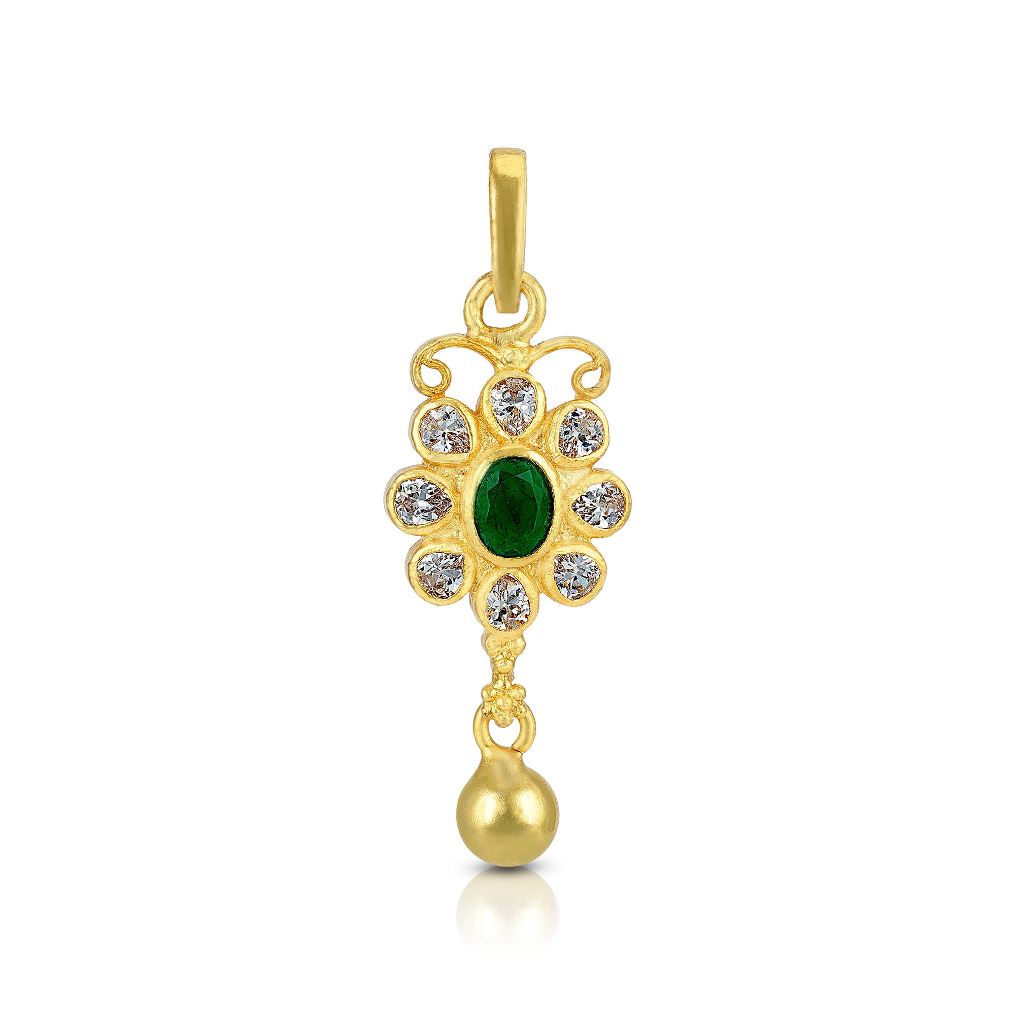 925 Sterling Silver Ethereal Flourishing Emerald Centre Pendant For Women