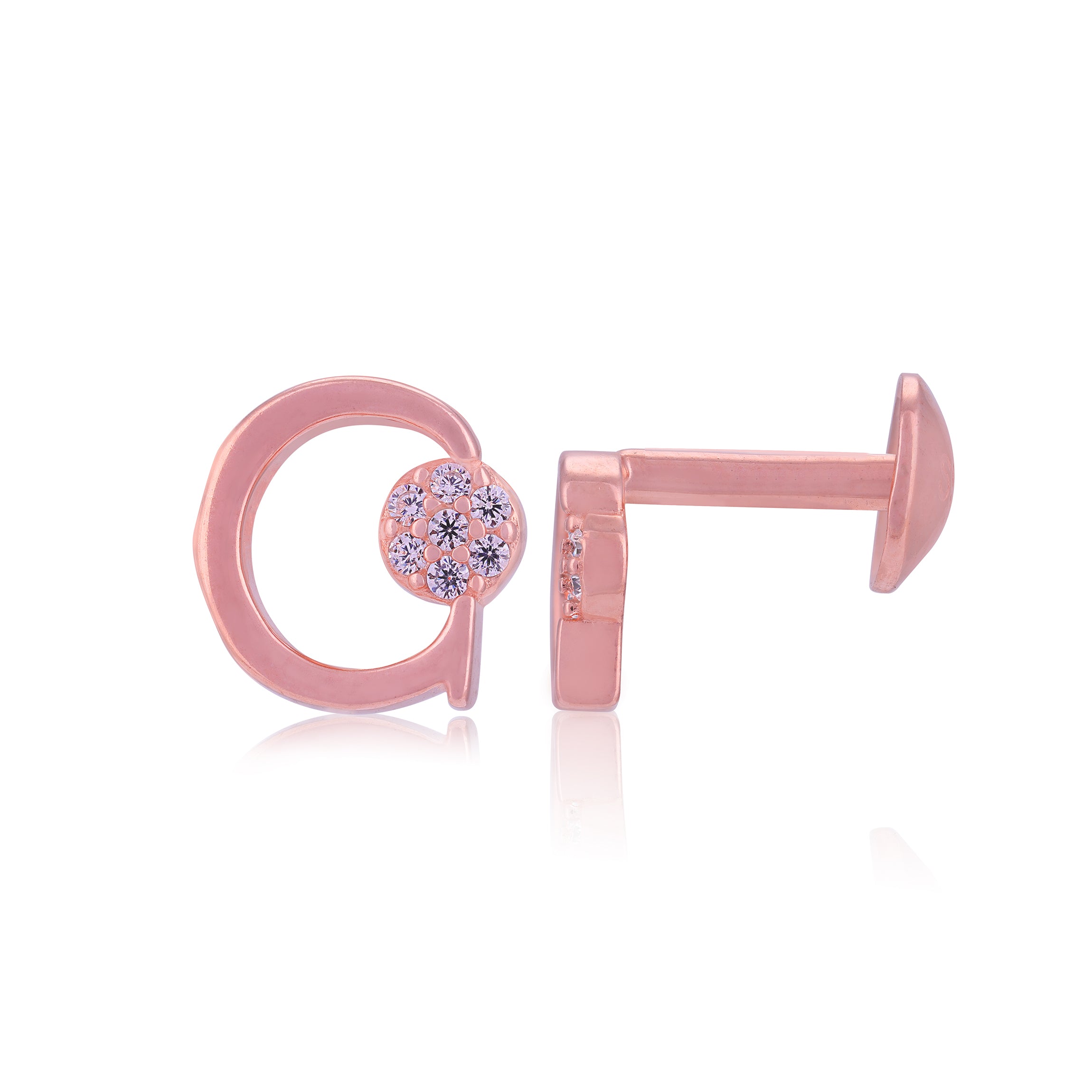 925 Sterling Silver Gleam Loop Dot Rose Gold-Plated Stud for Women