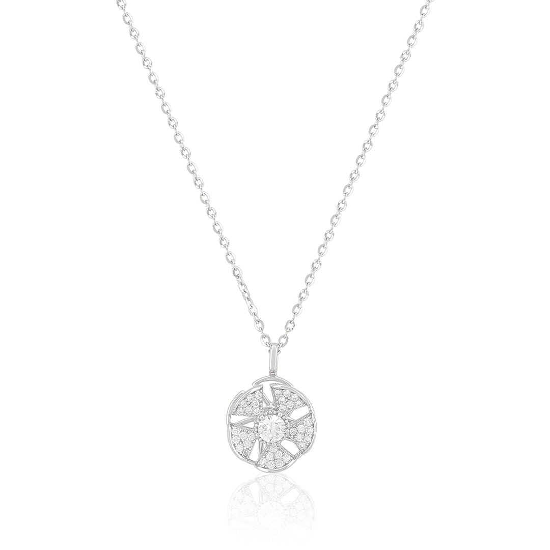 Sterling Silver Gleaming White Pendant Chain