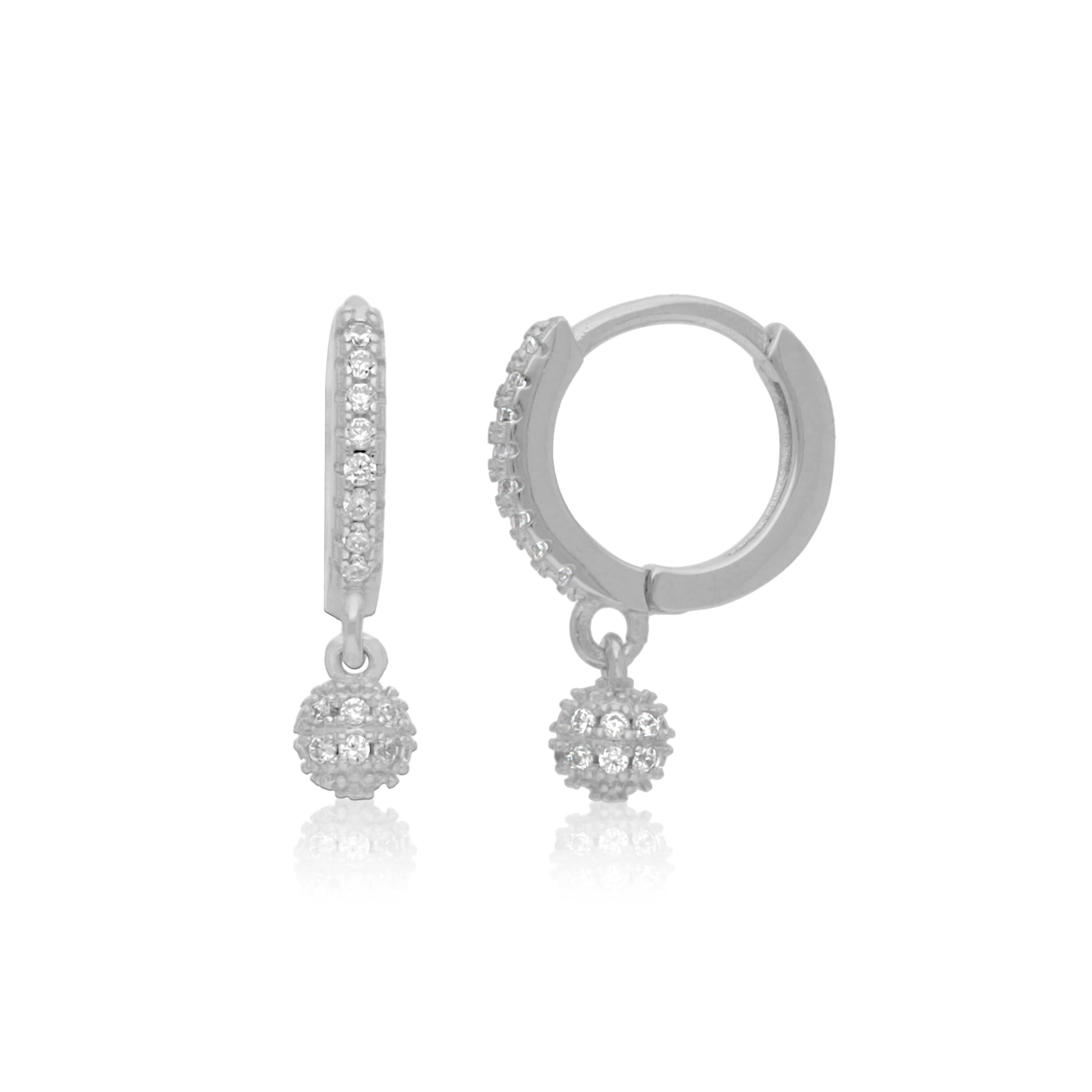 925 Sterling Silver Glimmer Stone Drop Rhodium Plated Earring For Kids