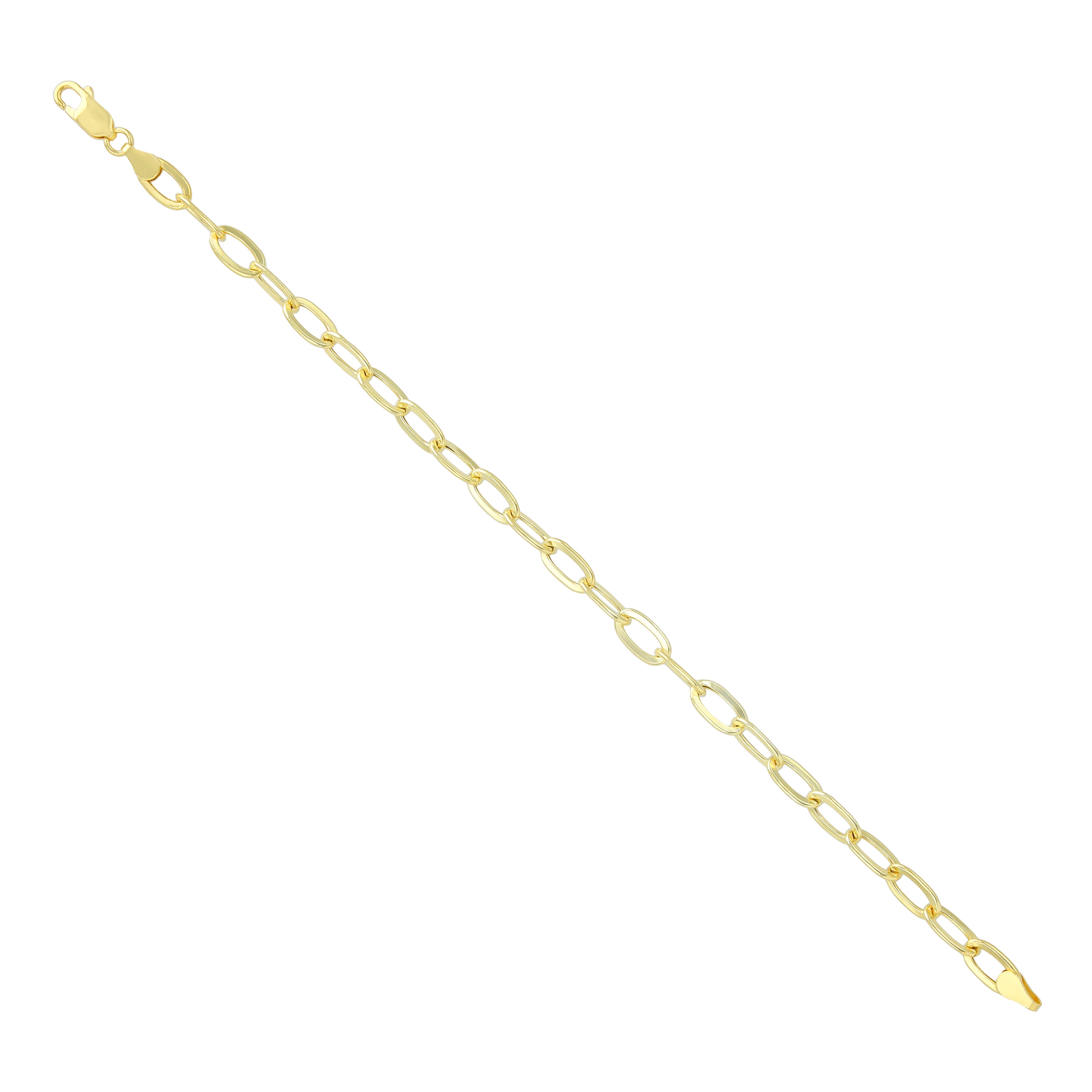 925 Sterling Silver Gold Plated Stride Oval Link Bracelet for Men