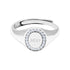 925 Sterling Silver Halo Oval Engravable Rhodium Plated Ring
