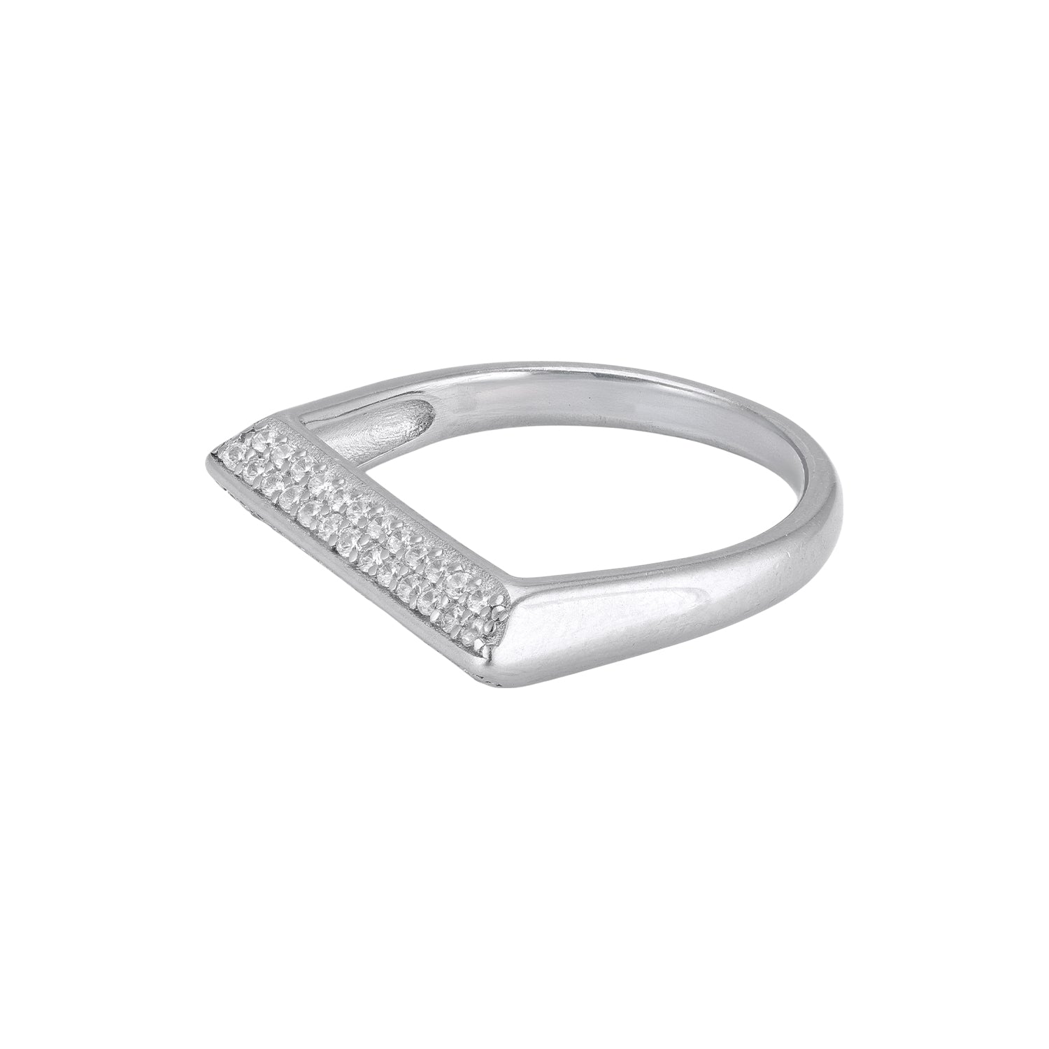 925 Sterling Silver Horizontal Bar Top Ring for Women