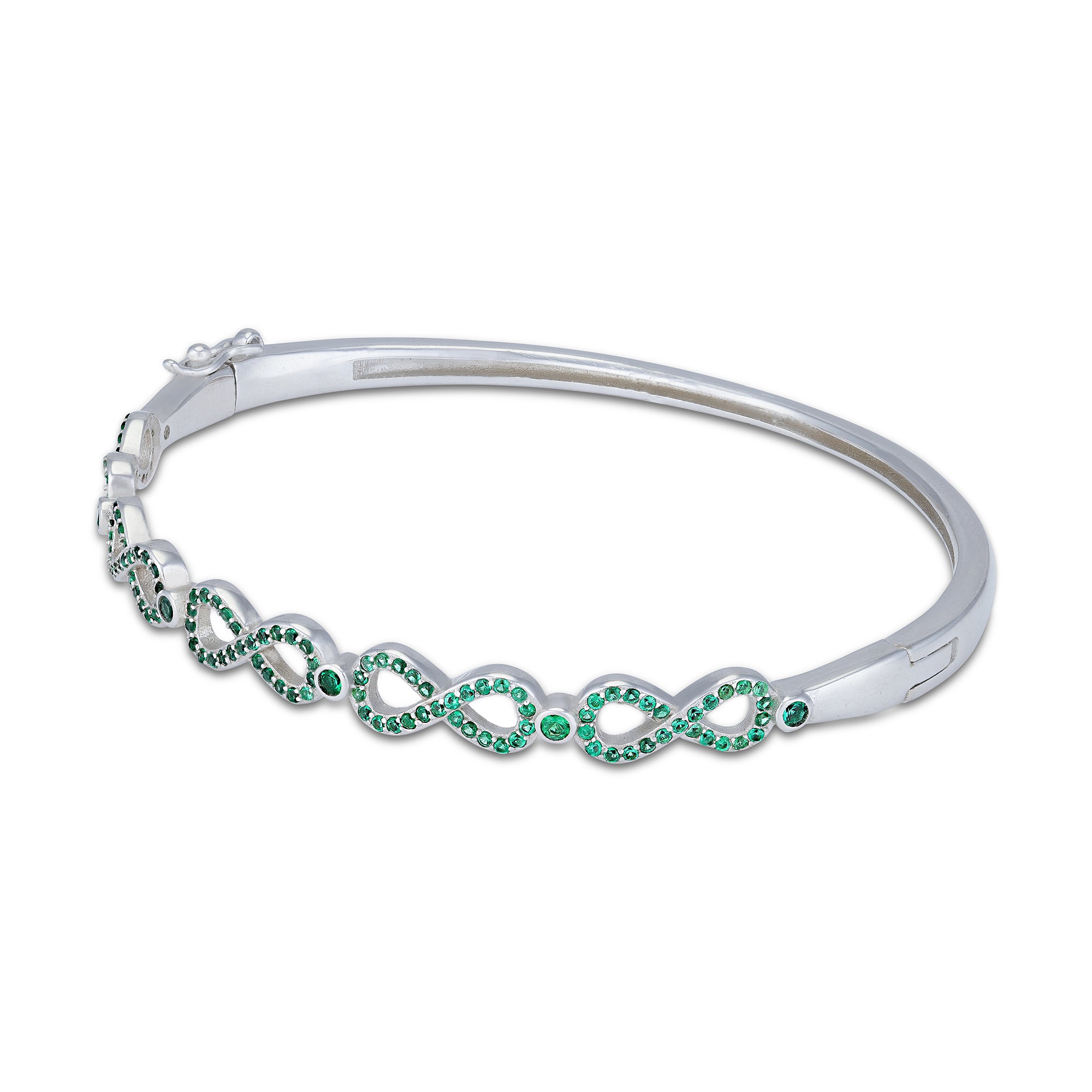 925 Sterling Silver Infinity Link Emerald Green Bracelet for Women