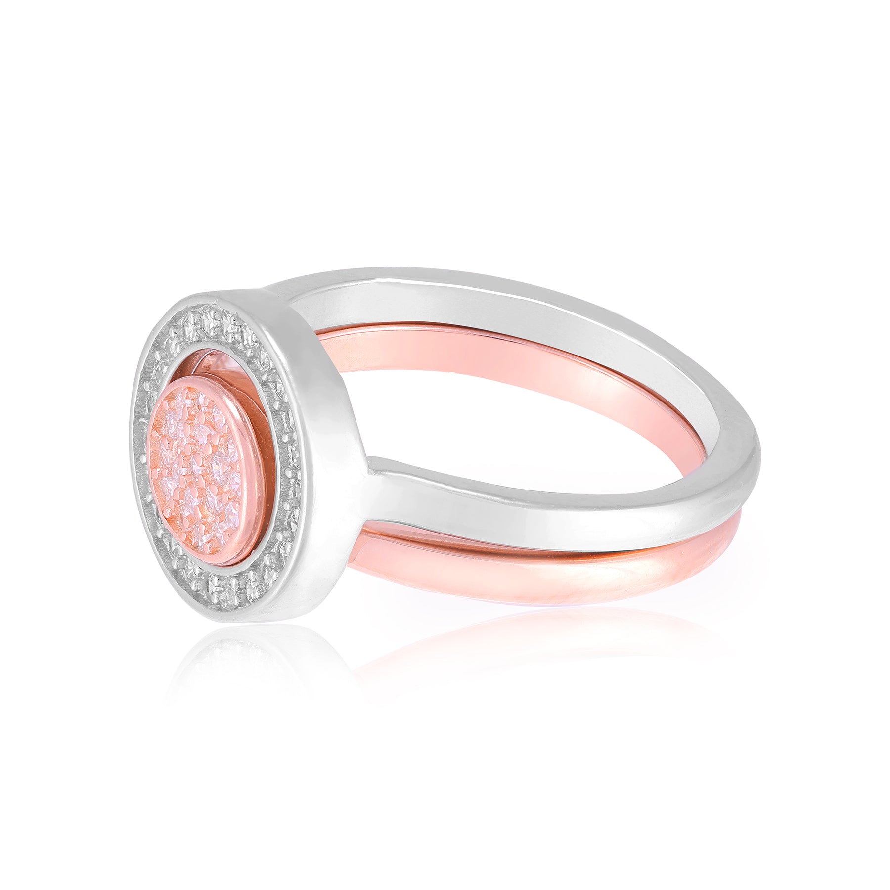 925 Sterling Silver Inter Loop Dual Tone Detachable Ring for Women