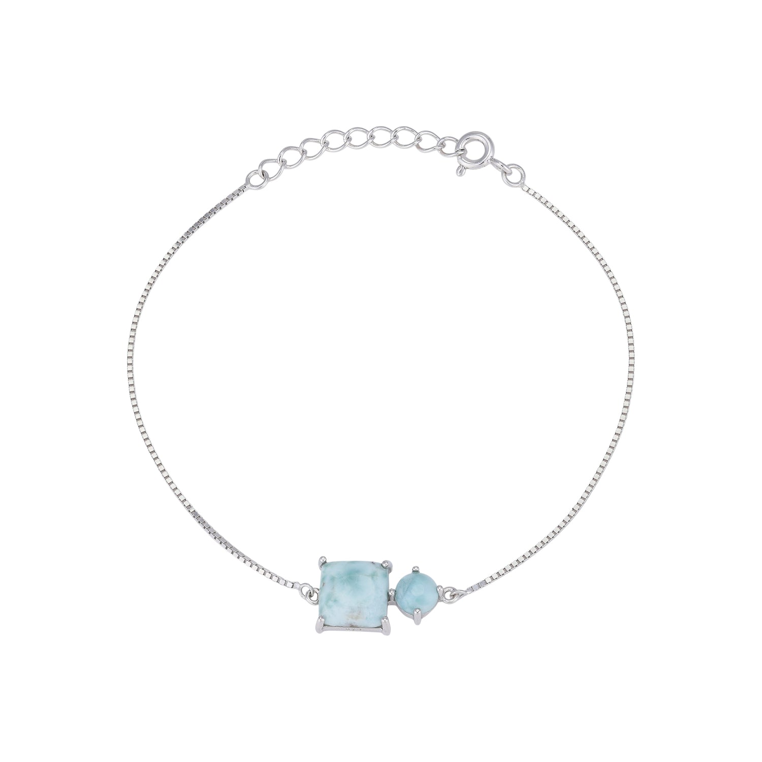 925 Sterling Silver Interlink Blue Bracelet For Women