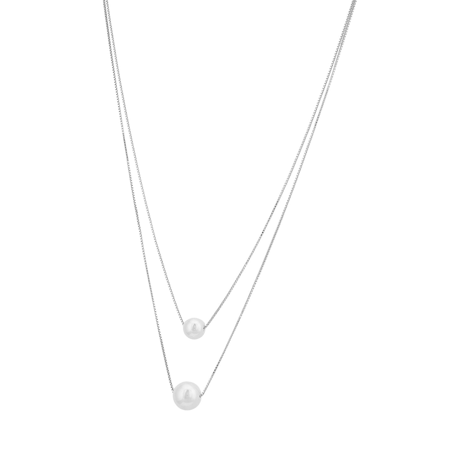 925 Sterling Silver Ivory Muse Double Pearl Pendant Necklace for Women