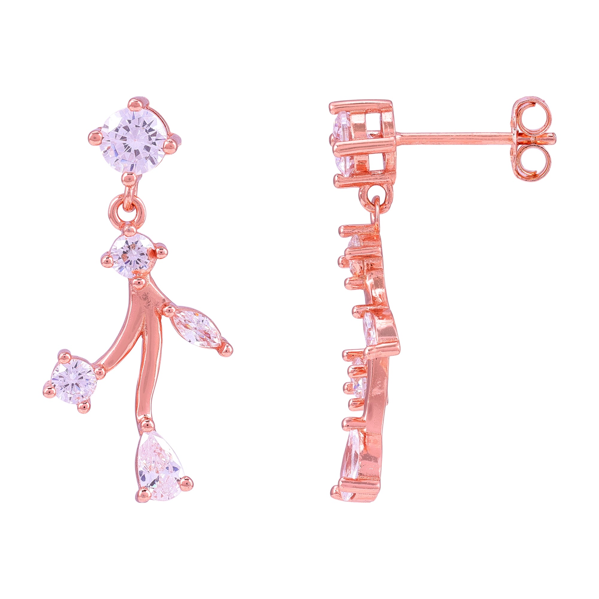 925 Sterling Silver Larimar Mist Leaf Drop Rose Gold Earrings for Women