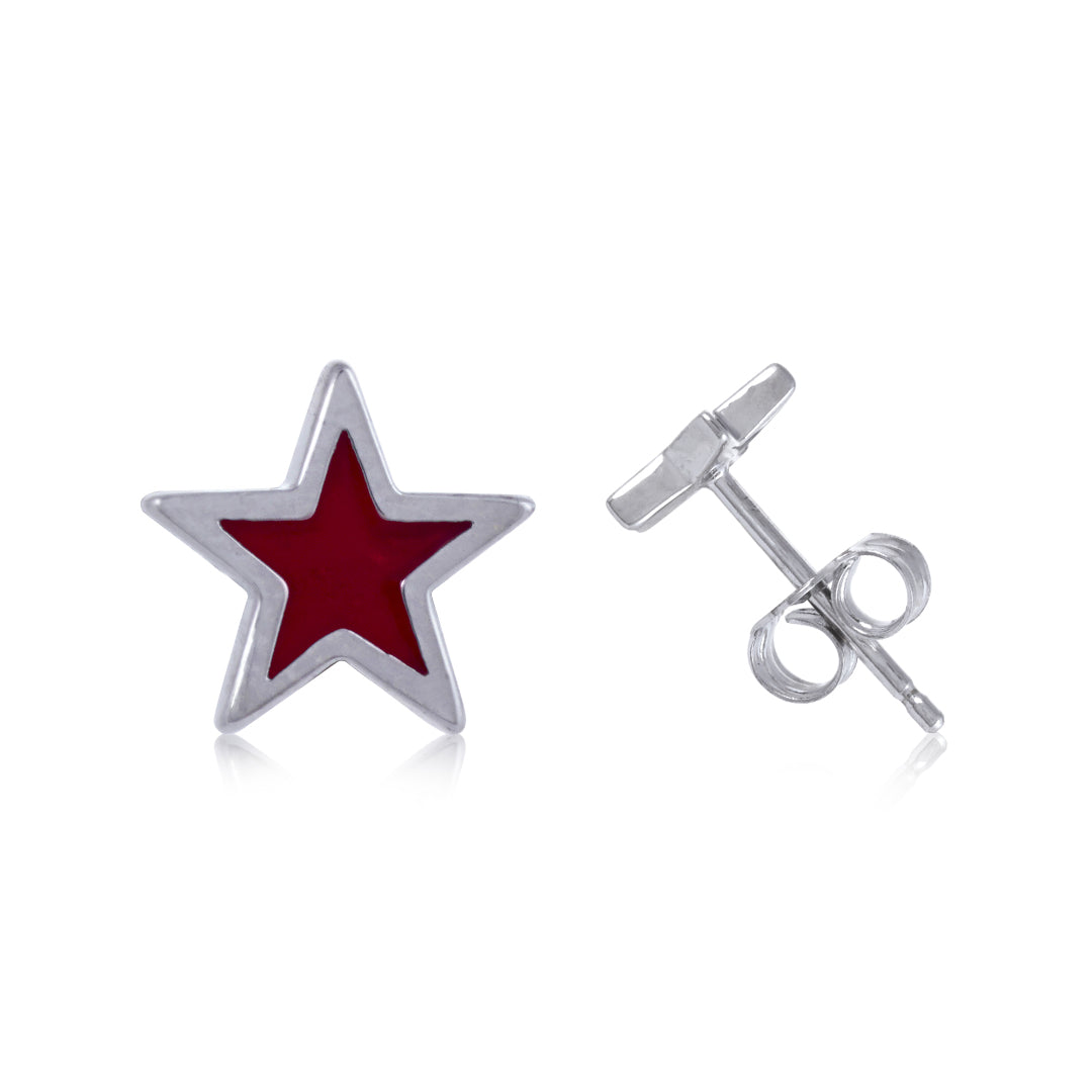 925 Sterling Silver Little Star  Rhodium Plated Stud For Kids