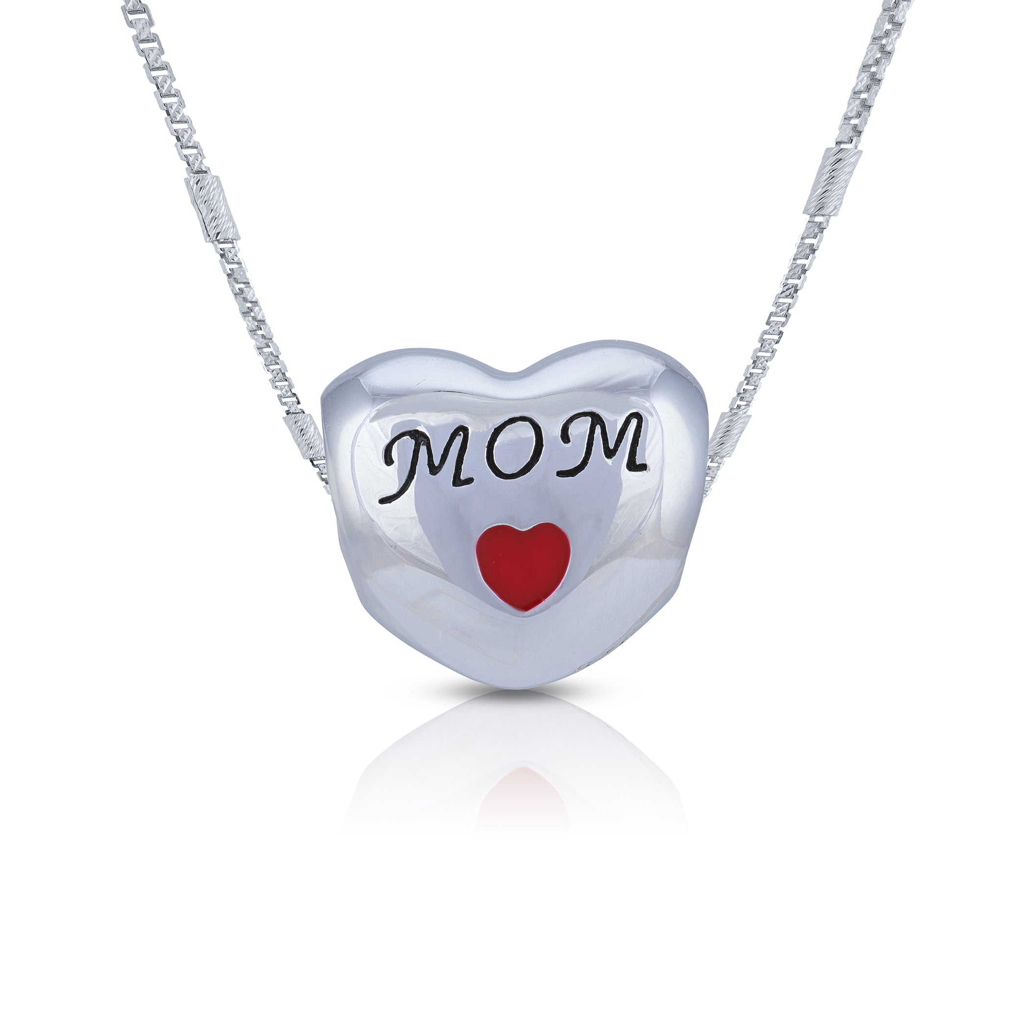 925 Sterling Silver MOM Tribute Heart Elegant Charm Pendant for Women
