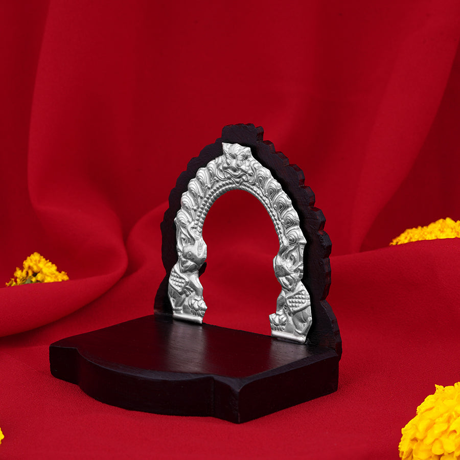 925 Sterling Silver Makarathoranam Rosewood Arch For Pooja