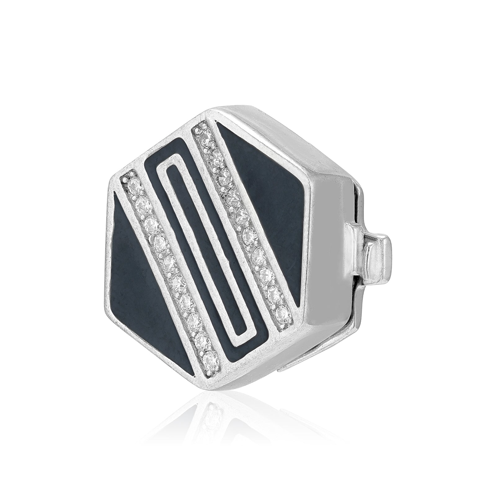925 Sterling Silver Metro Edge Angular Diamond Coat pin for Men