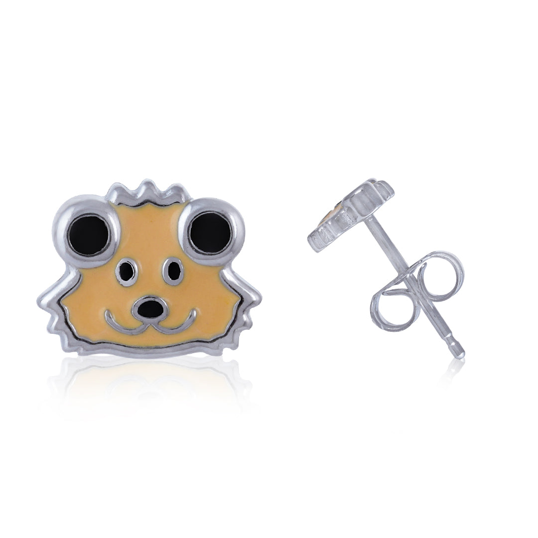 925 Sterling Silver Mini Furry Rhodium Plated Stud For Kids