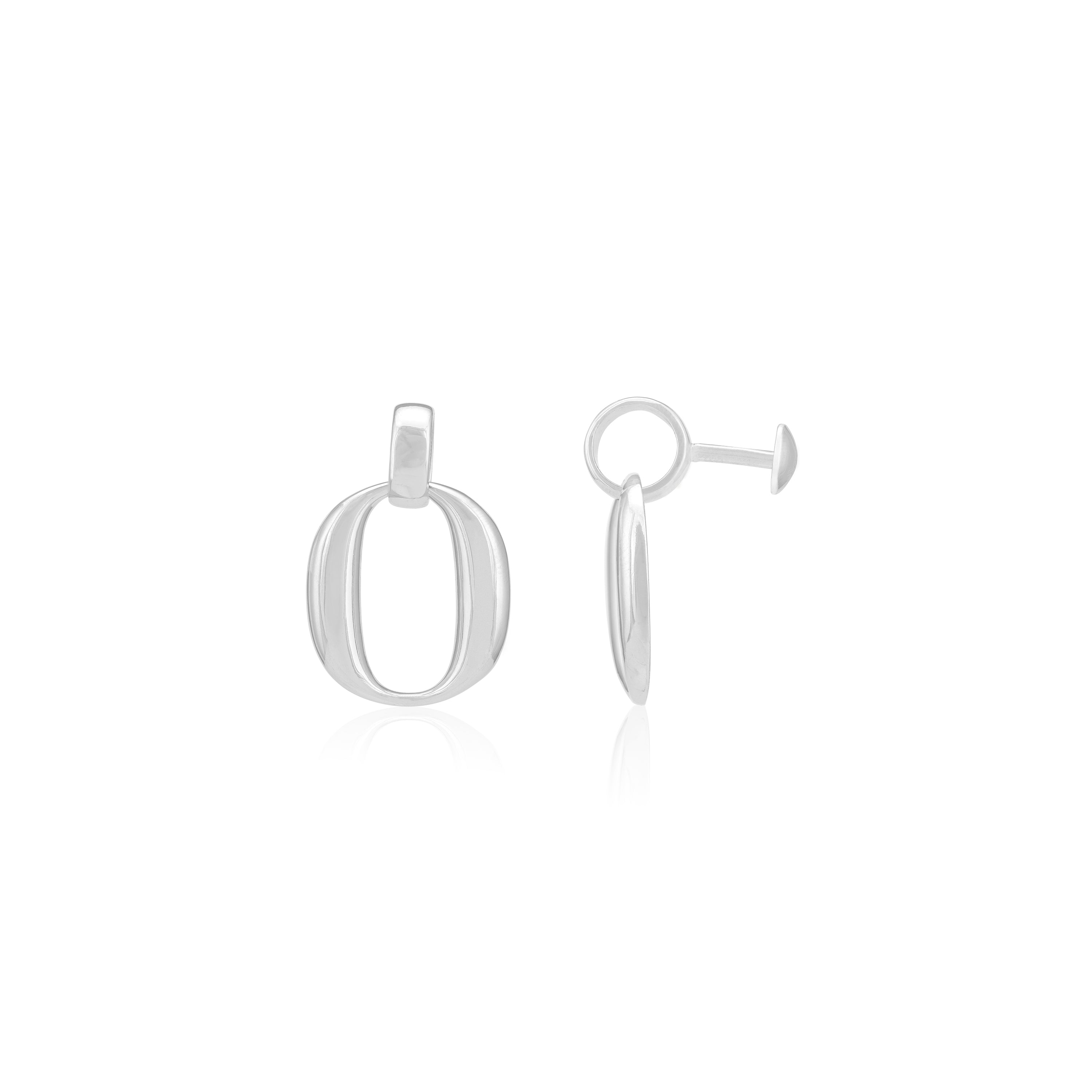 925 Sterling Silver O Shaped Rhodium Plated Earring For Women