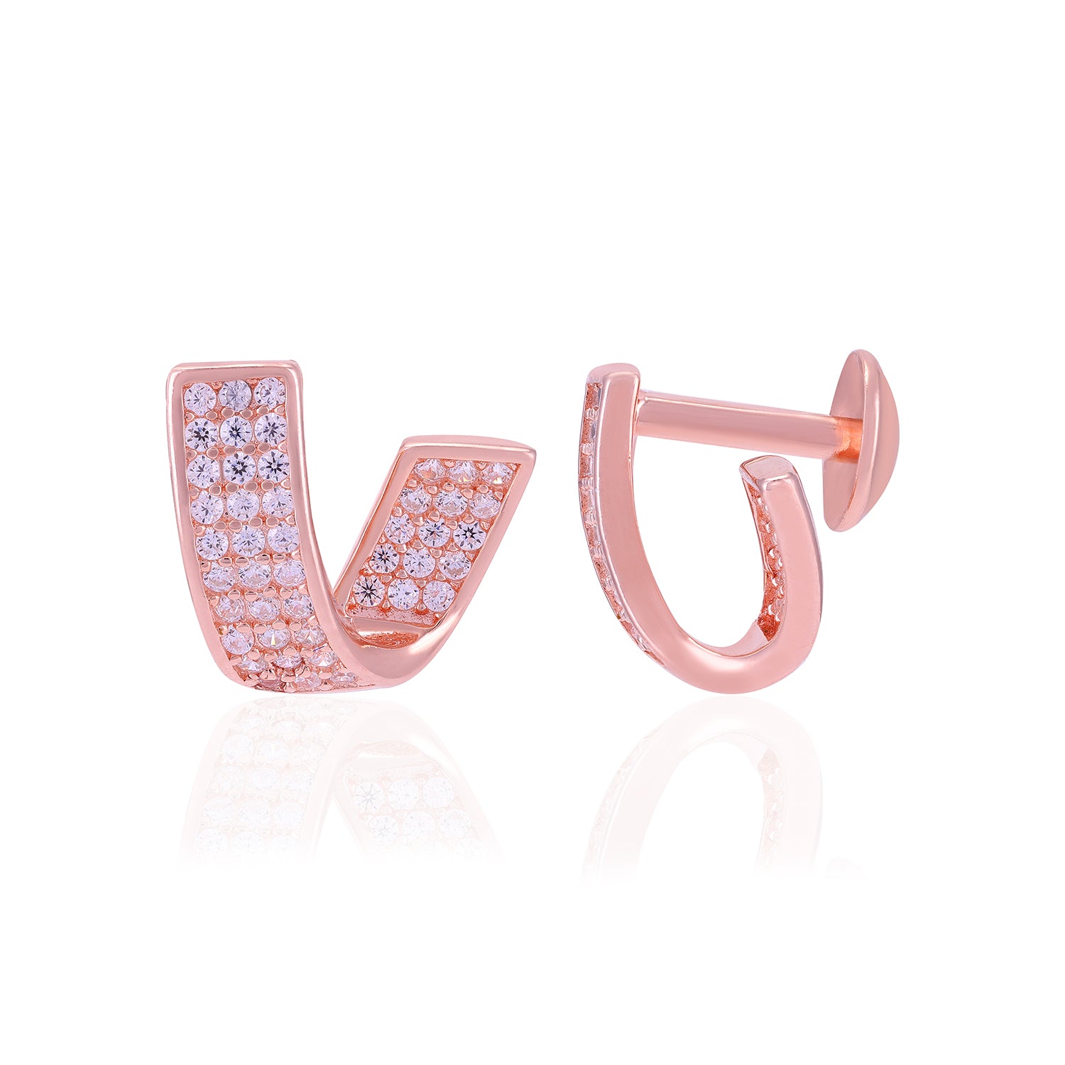 925 Sterling Silver Open Curved Earrings For Women