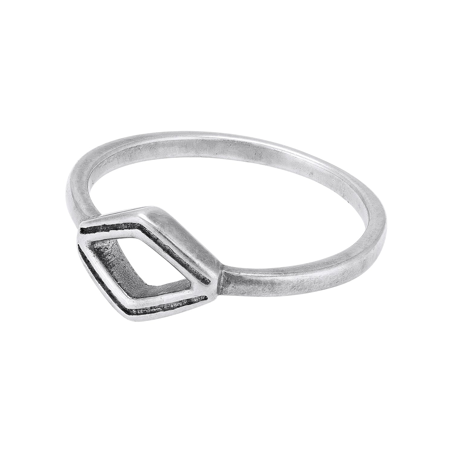 925 Sterling Silver Open Rhombus Frame Minimalist Geometric Stackable Ring for Women