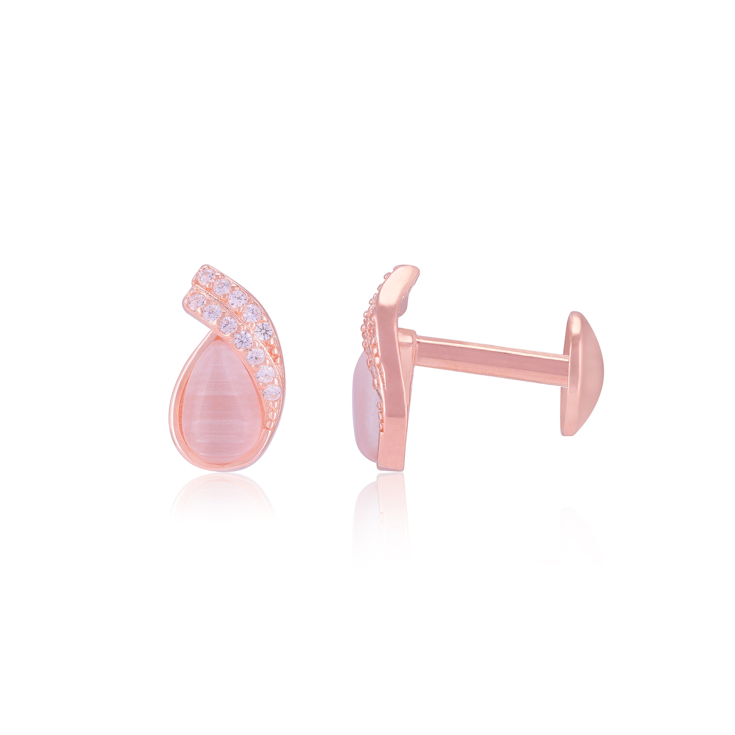 925 Sterling Silver Pear Shaped Pearl Accent Stone Earrings For Women