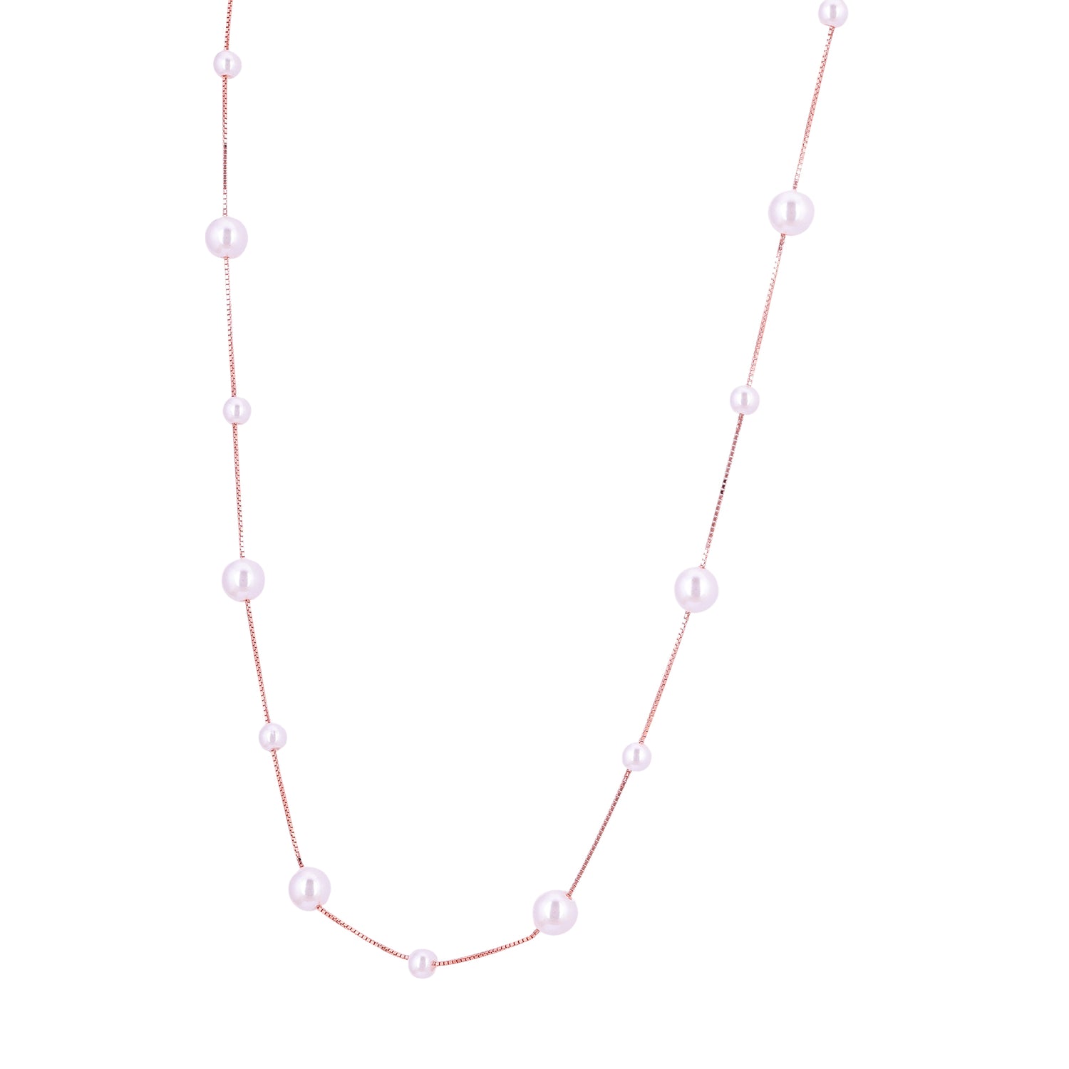 925 Sterling Silver Pearl Drift Rose Gold Chain For Women